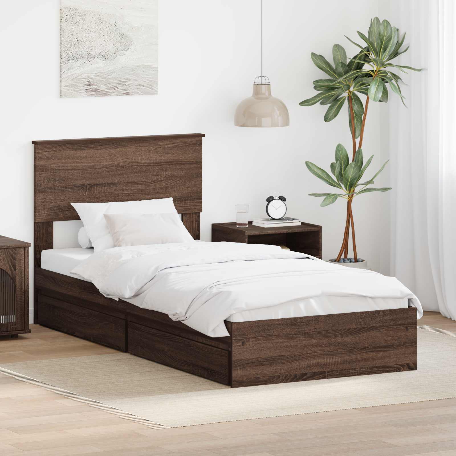 vidaXL Bedframe met lade met hoofdeinde Wit 200 x 200 cm Bewerkt hout