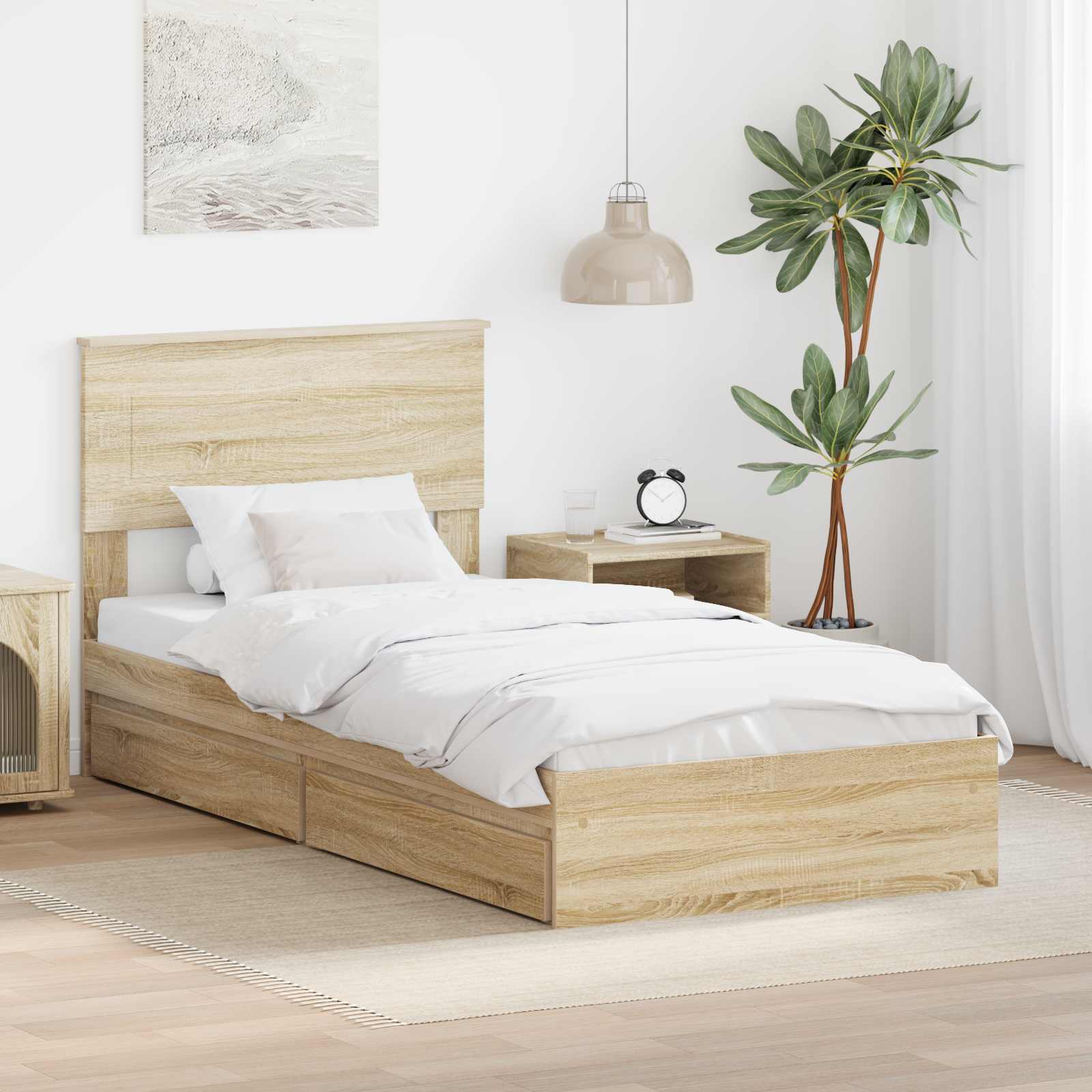 vidaXL Bedframe met lade met hoofdeinde Wit 200 x 200 cm Bewerkt hout