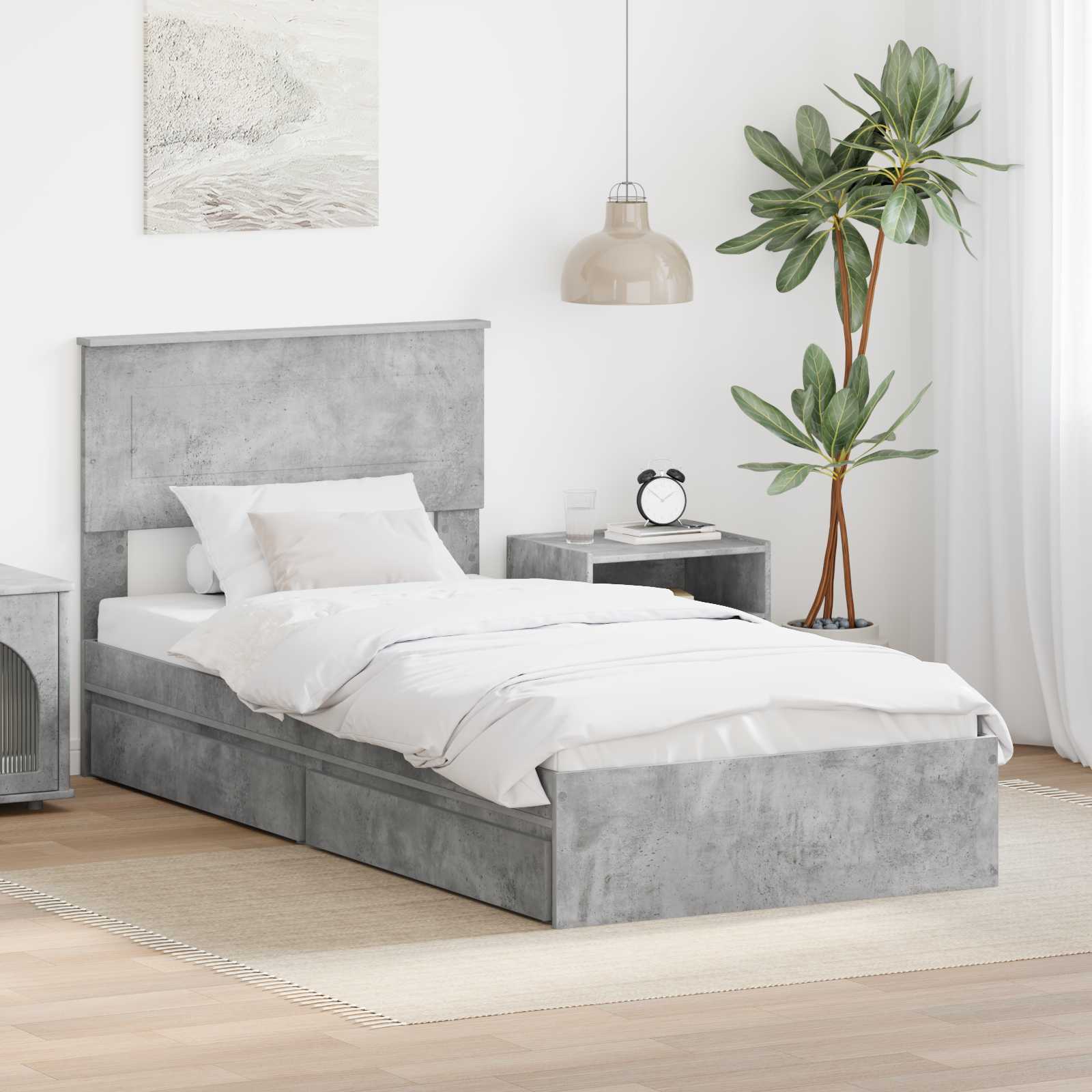 vidaXL Bedframe met lade met hoofdeinde Wit 200 x 200 cm Bewerkt hout
