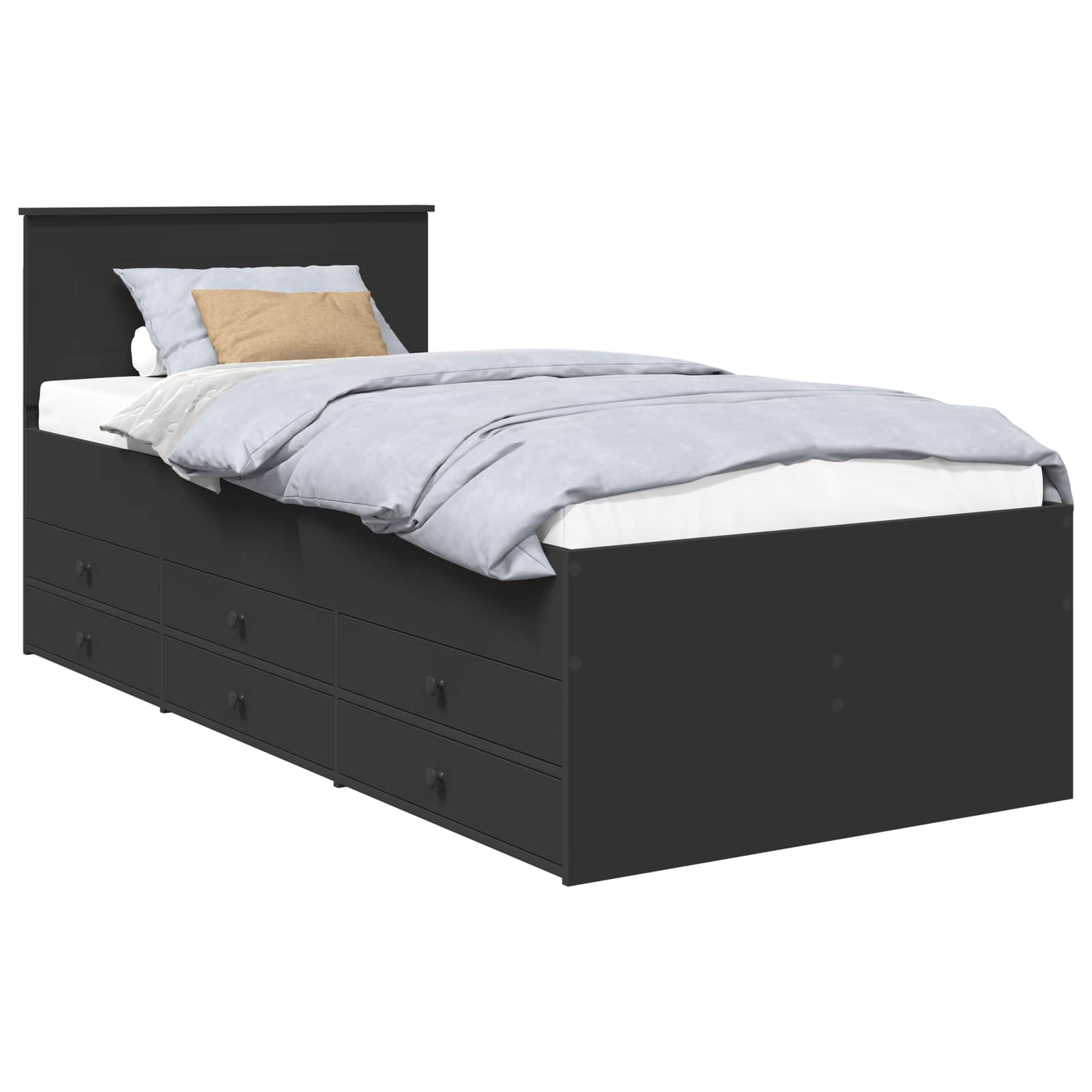 vidaXL Slaapbank met lade Wit en zwart 100 x 200 cm Bewerkt hout
