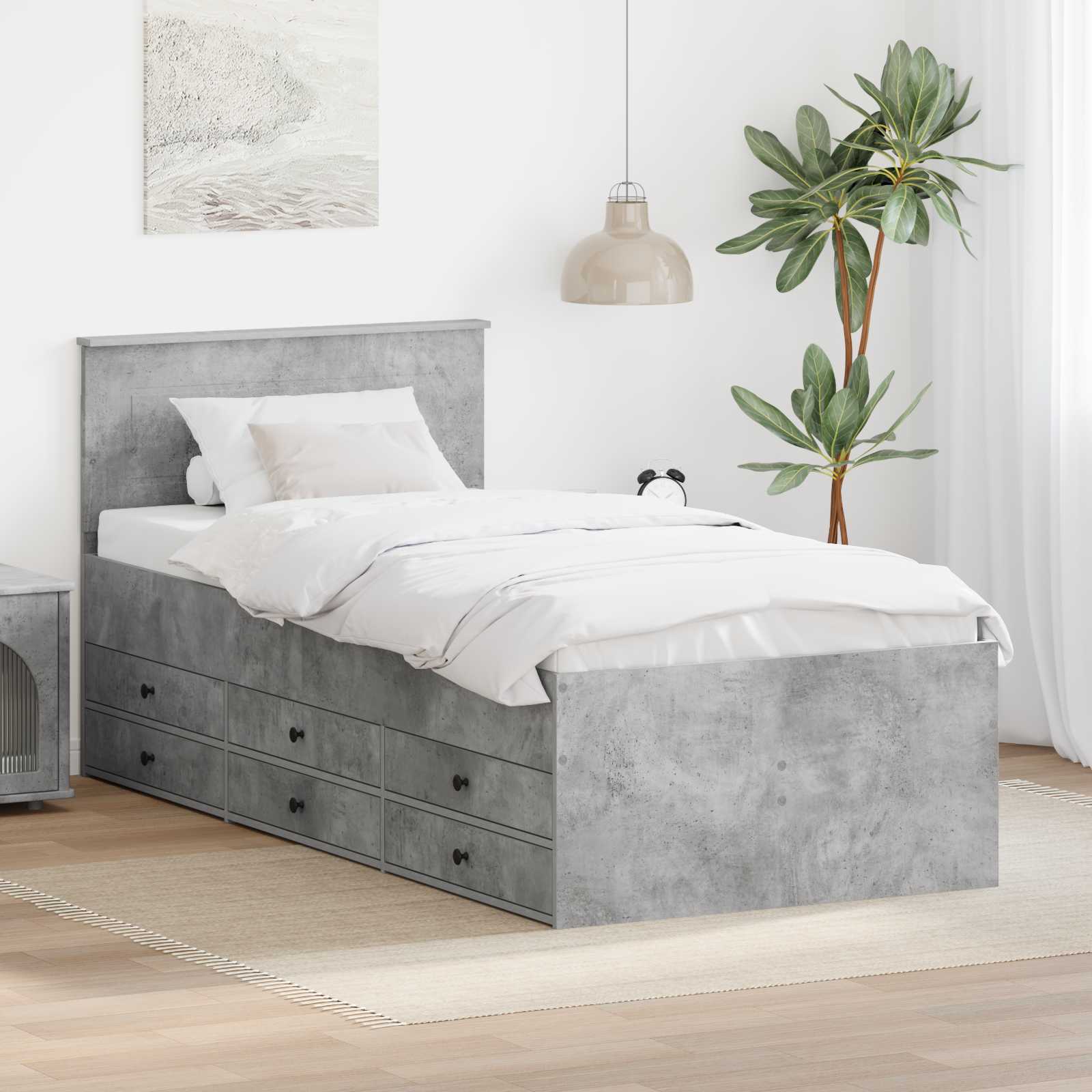 vidaXL Slaapbank met lade Wit en zwart 100 x 200 cm Bewerkt hout