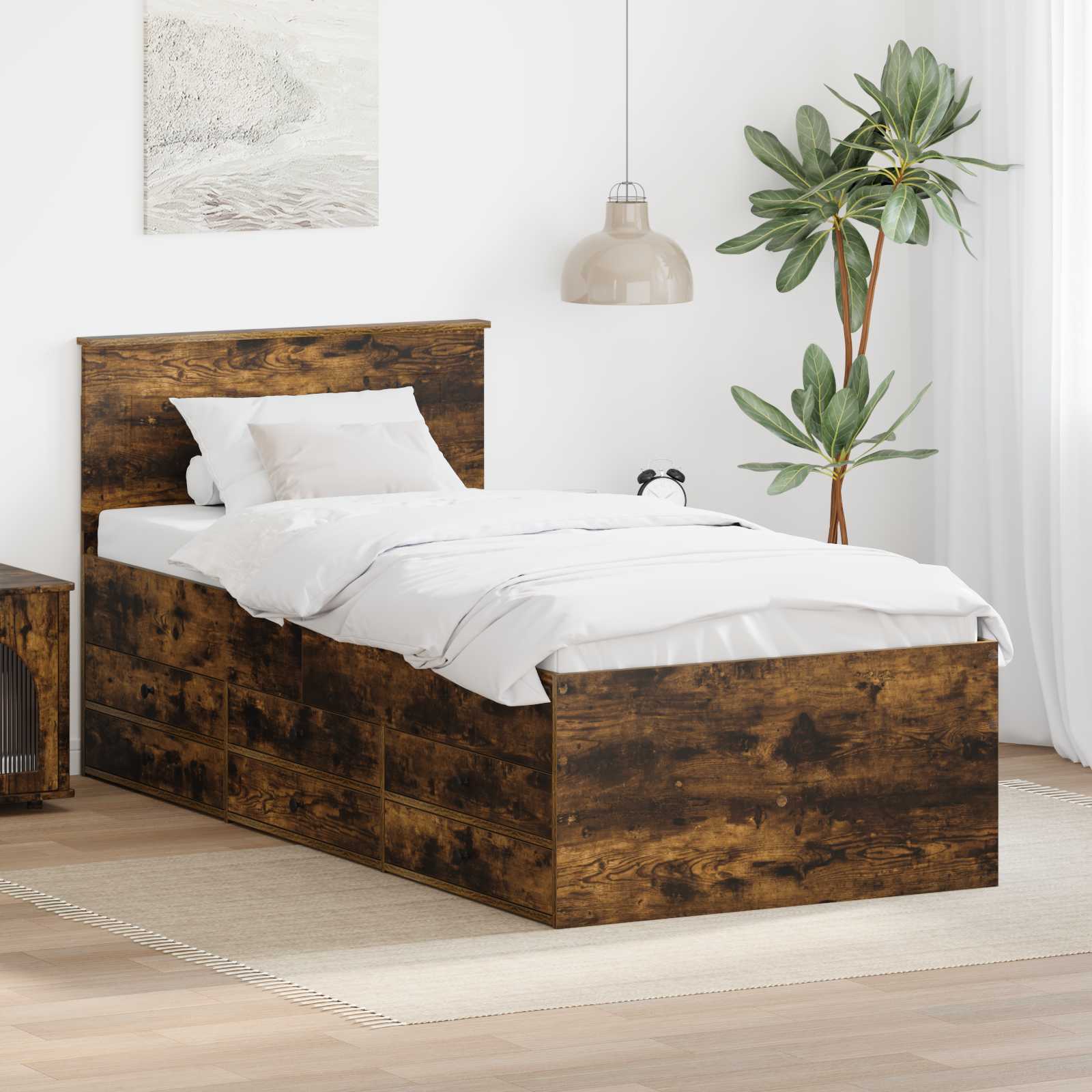 vidaXL Slaapbank met lade Wit en zwart 100 x 200 cm Bewerkt hout