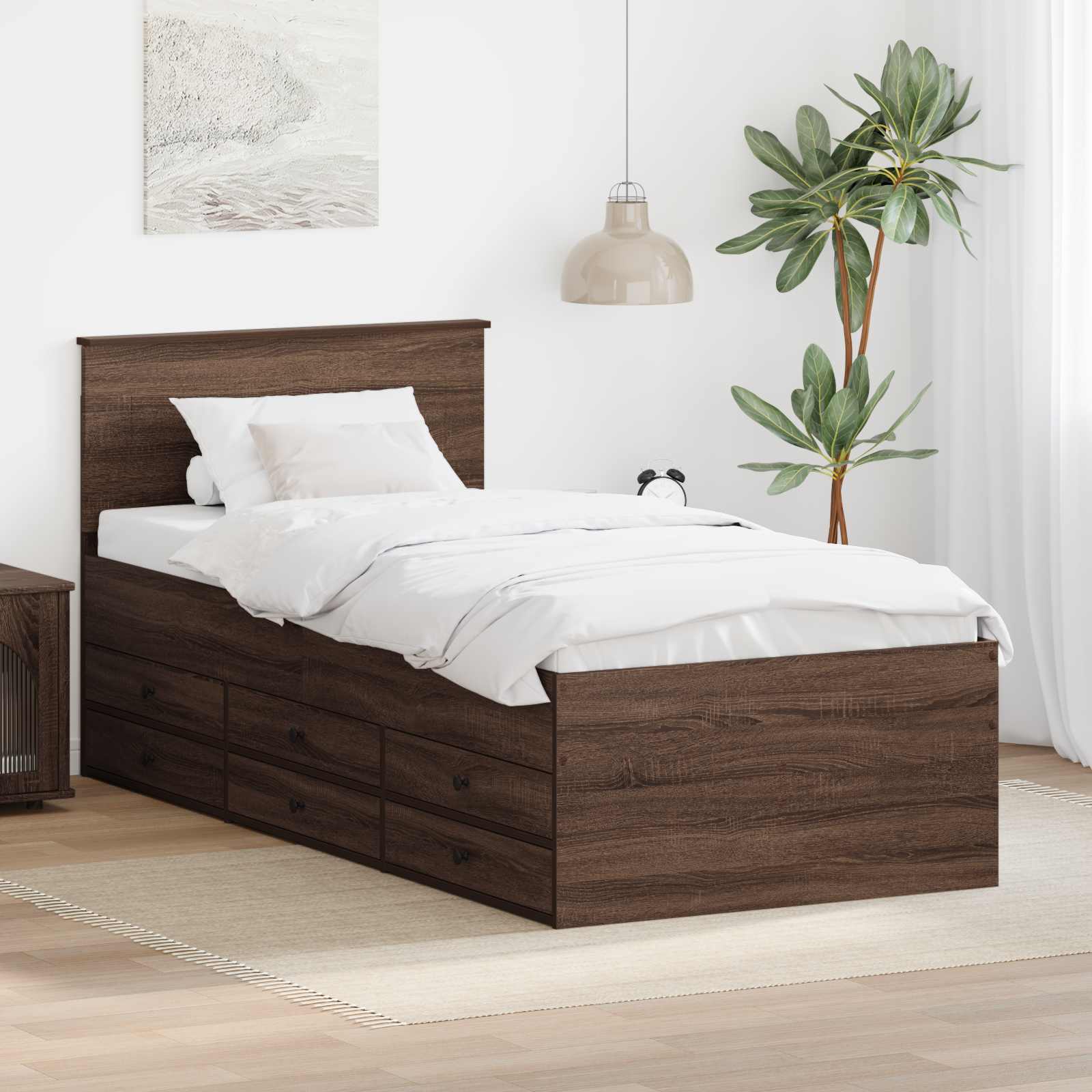 vidaXL Slaapbank met lade Wit en zwart 100 x 200 cm Bewerkt hout
