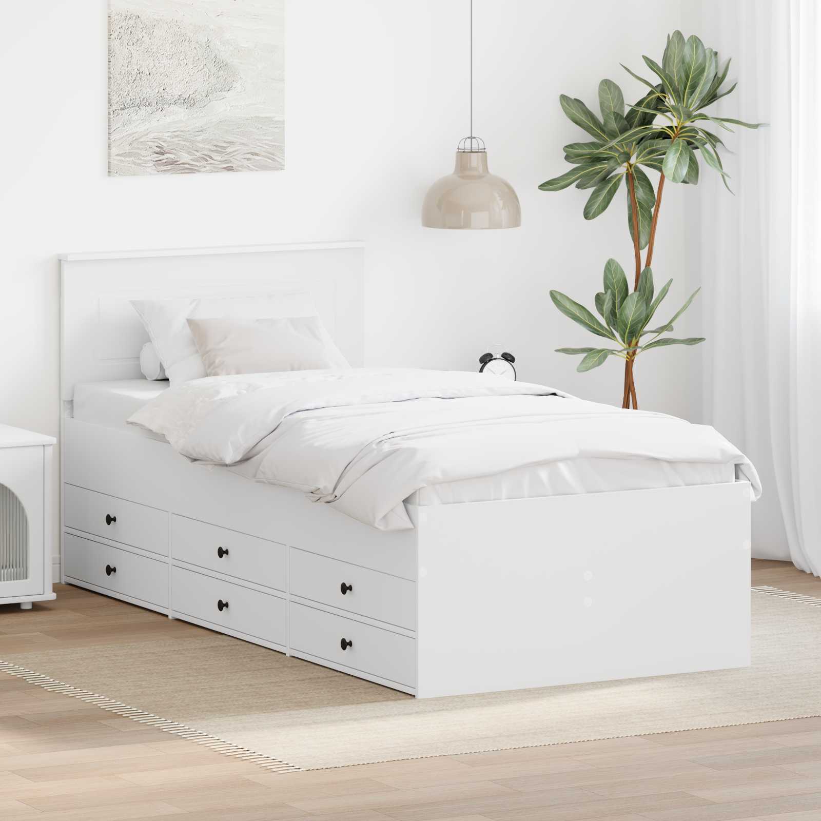 vidaXL Slaapbank met lade Wit en zwart 100 x 200 cm Bewerkt hout