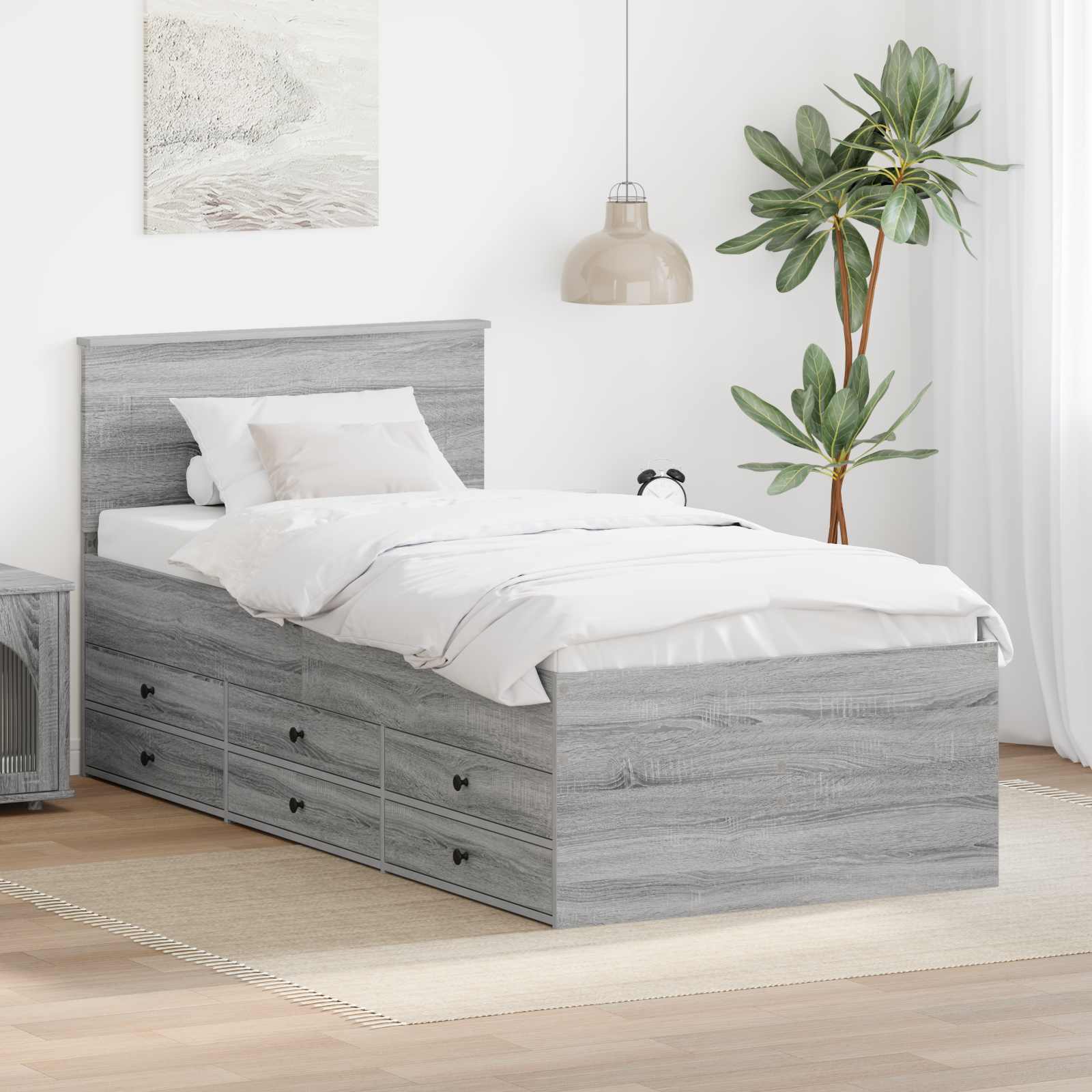 vidaXL Slaapbank met lade Wit en zwart 100 x 200 cm Bewerkt hout