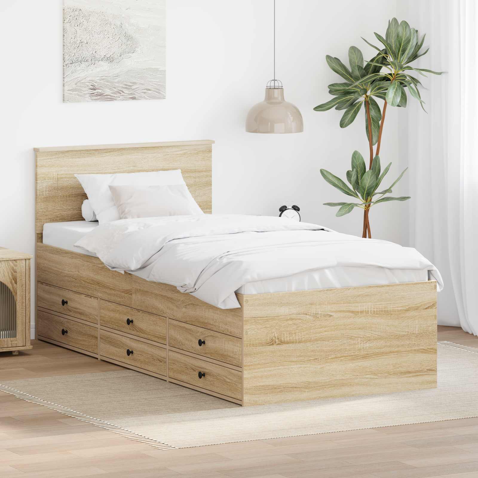vidaXL Slaapbank met lade Wit en zwart 100 x 200 cm Bewerkt hout