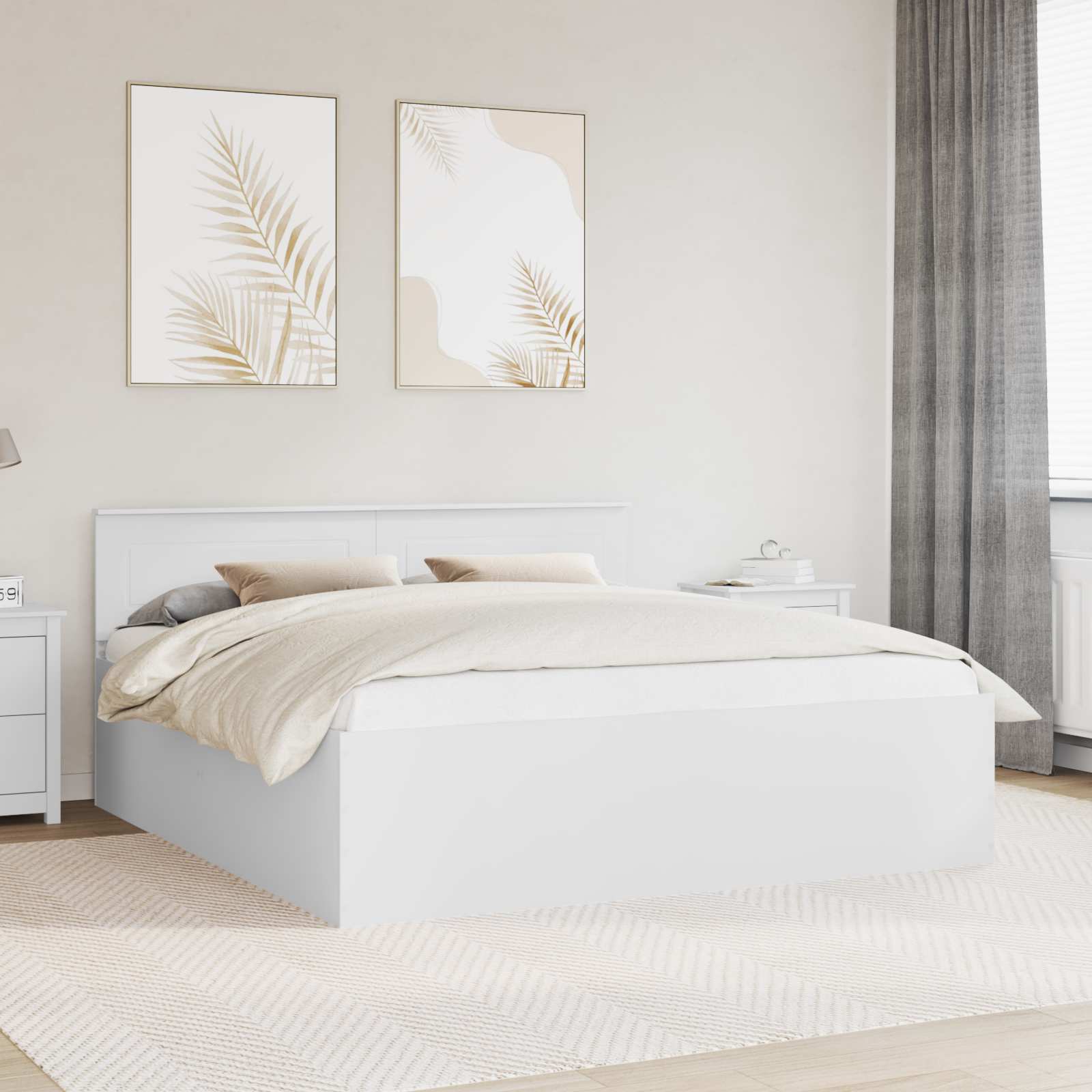 vidaXL Bedframe met hoofdeinde Wit 200 x 200 cm Bewerkt hout