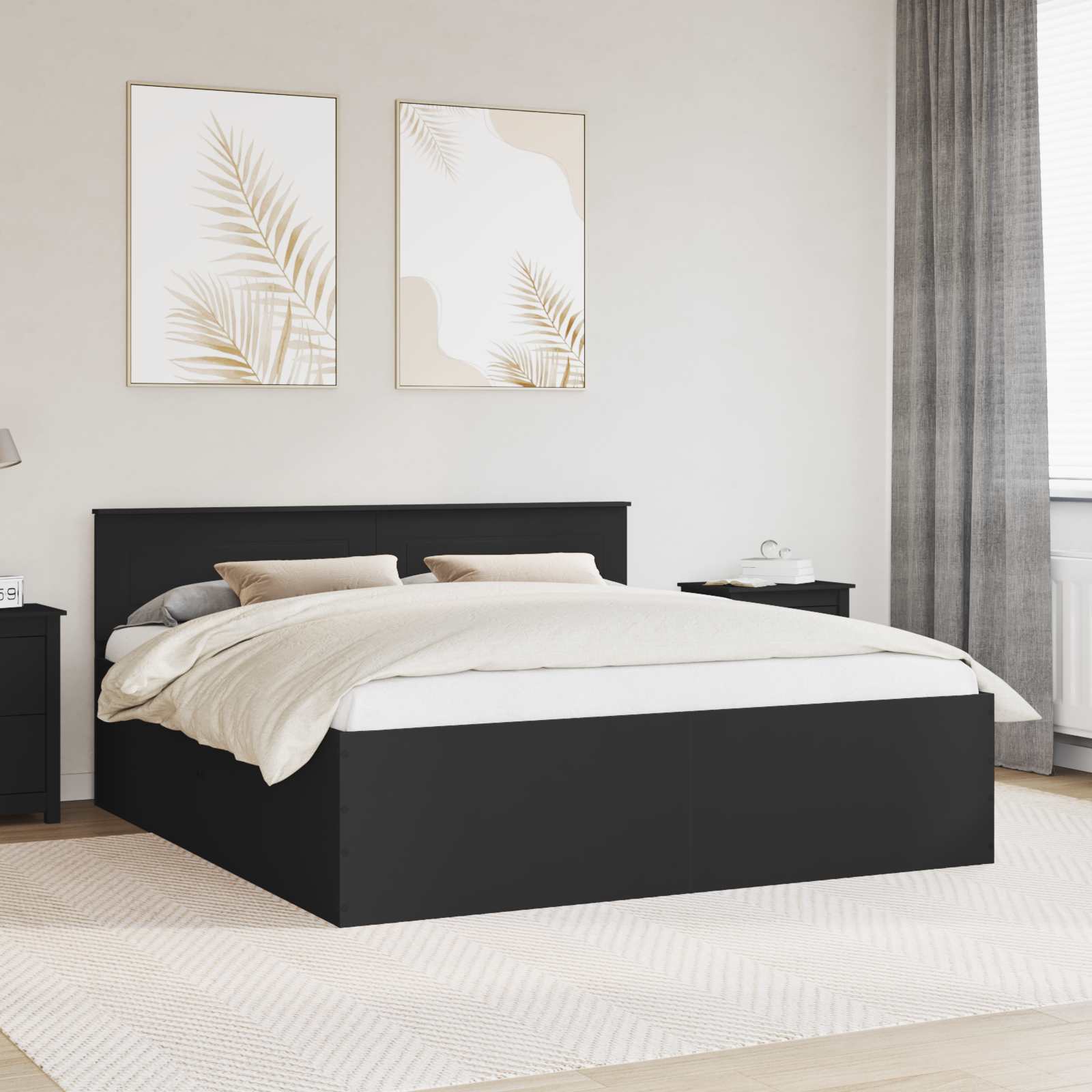 vidaXL Bedframe met hoofdeinde Wit 200 x 200 cm Bewerkt hout