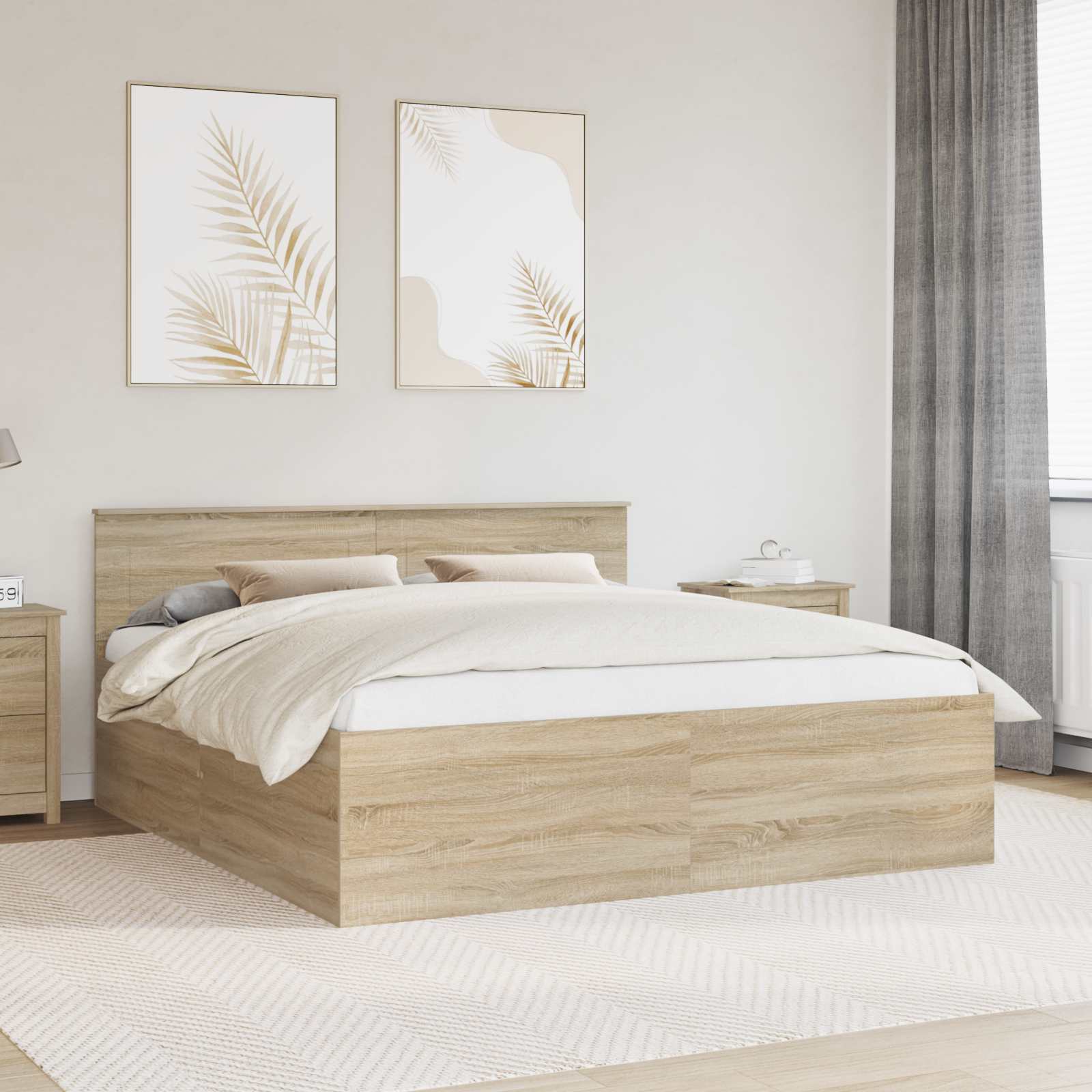 vidaXL Bedframe met hoofdeinde Wit 200 x 200 cm Bewerkt hout