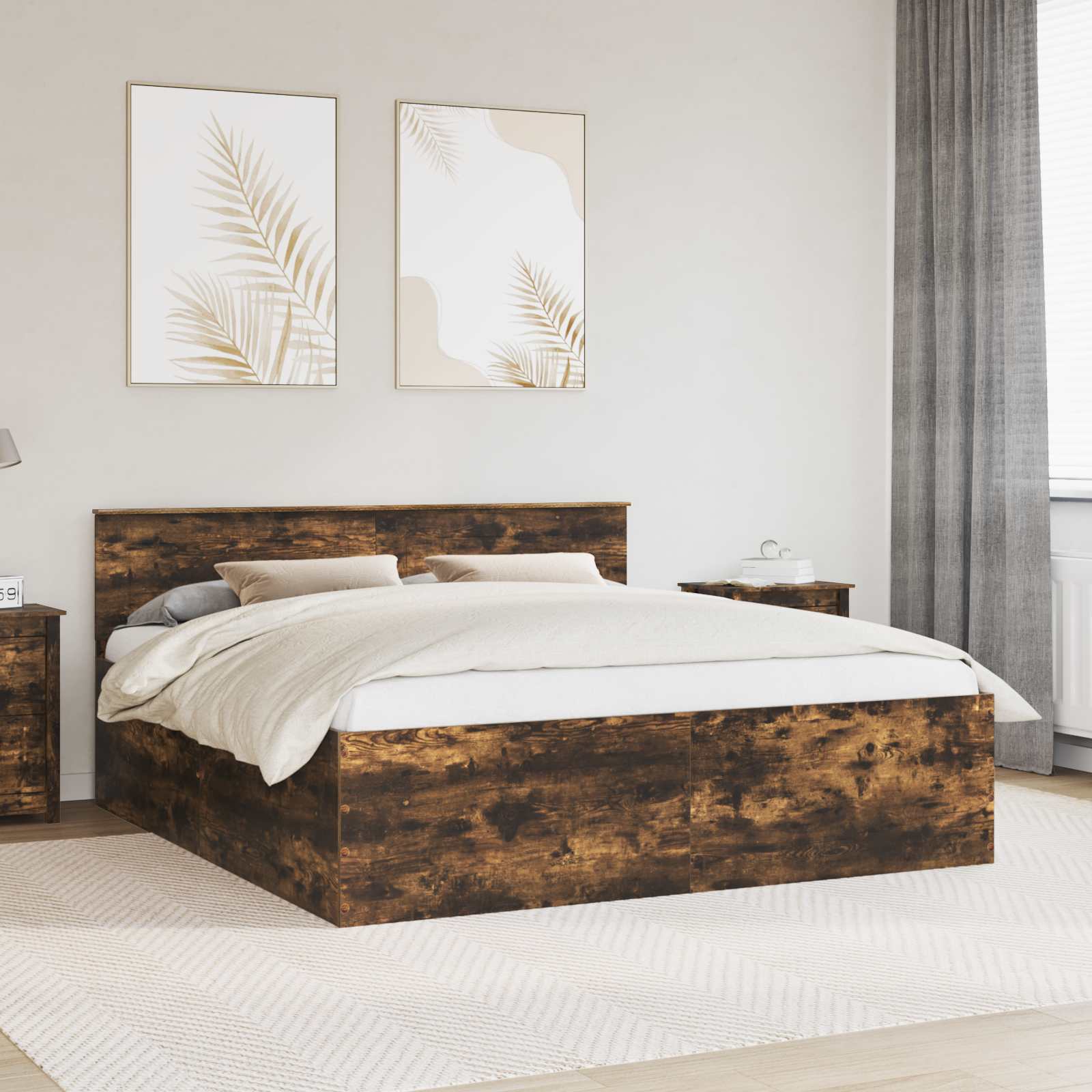 vidaXL Bedframe met hoofdeinde Wit 200 x 200 cm Bewerkt hout