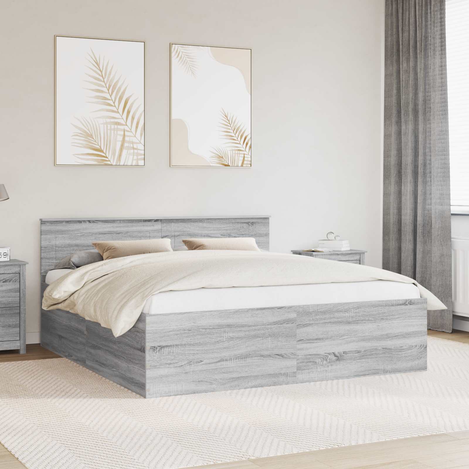 vidaXL Bedframe met hoofdeinde Wit 200 x 200 cm Bewerkt hout