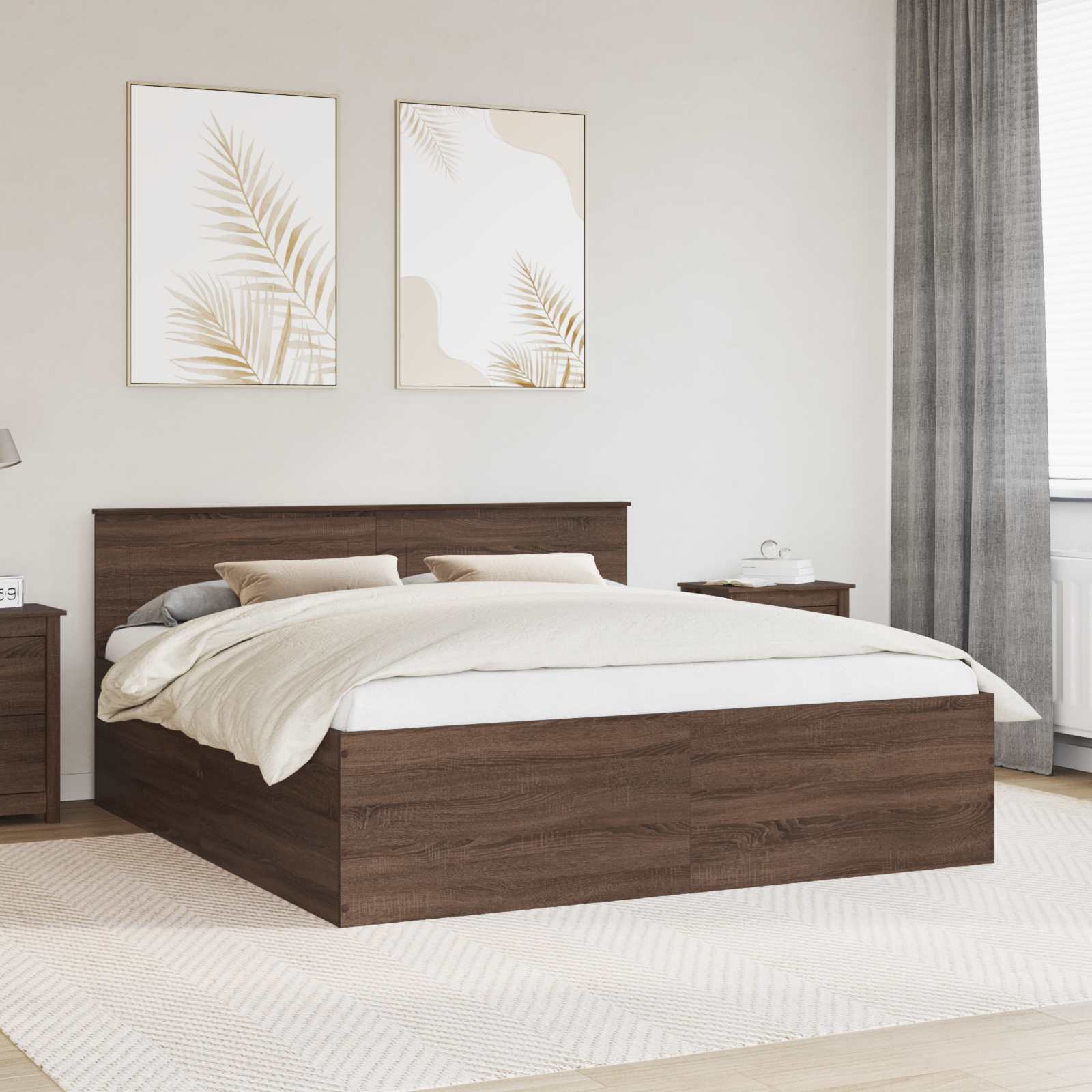vidaXL Bedframe met hoofdeinde Wit 200 x 200 cm Bewerkt hout