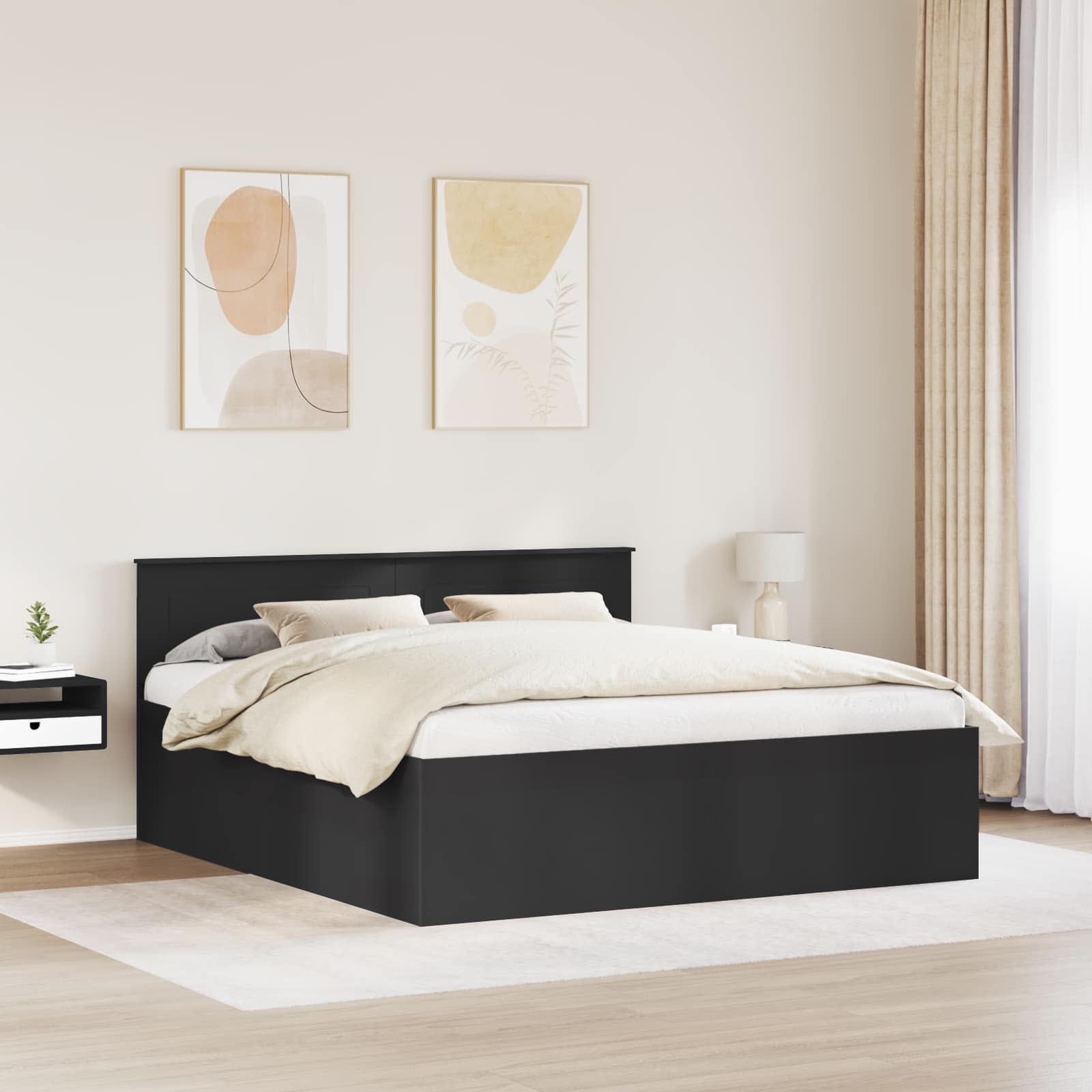 vidaXL Bedframe met hoofdeinde Wit 200 x 200 cm Bewerkt hout