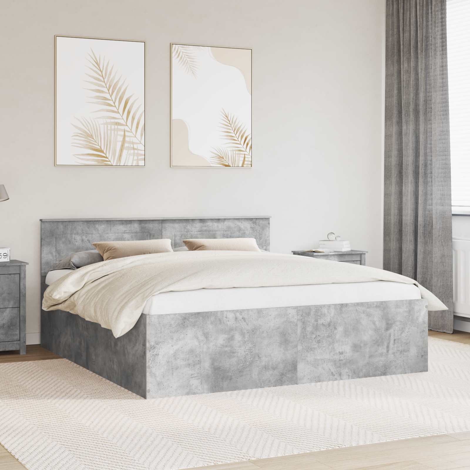 vidaXL Bedframe met hoofdeinde Wit 200 x 200 cm Bewerkt hout
