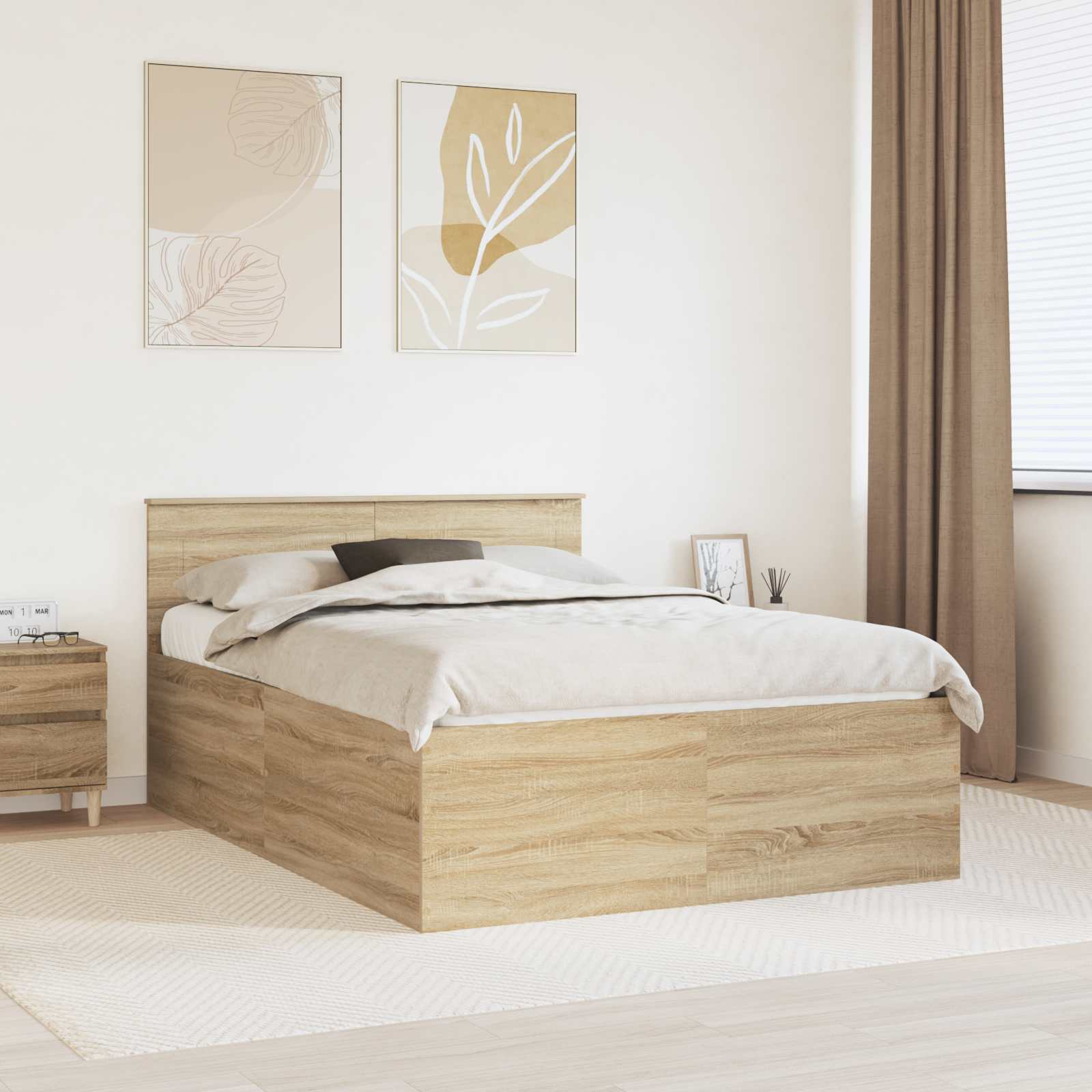 vidaXL Bedframe met hoofdeinde Wit 200 x 200 cm Bewerkt hout
