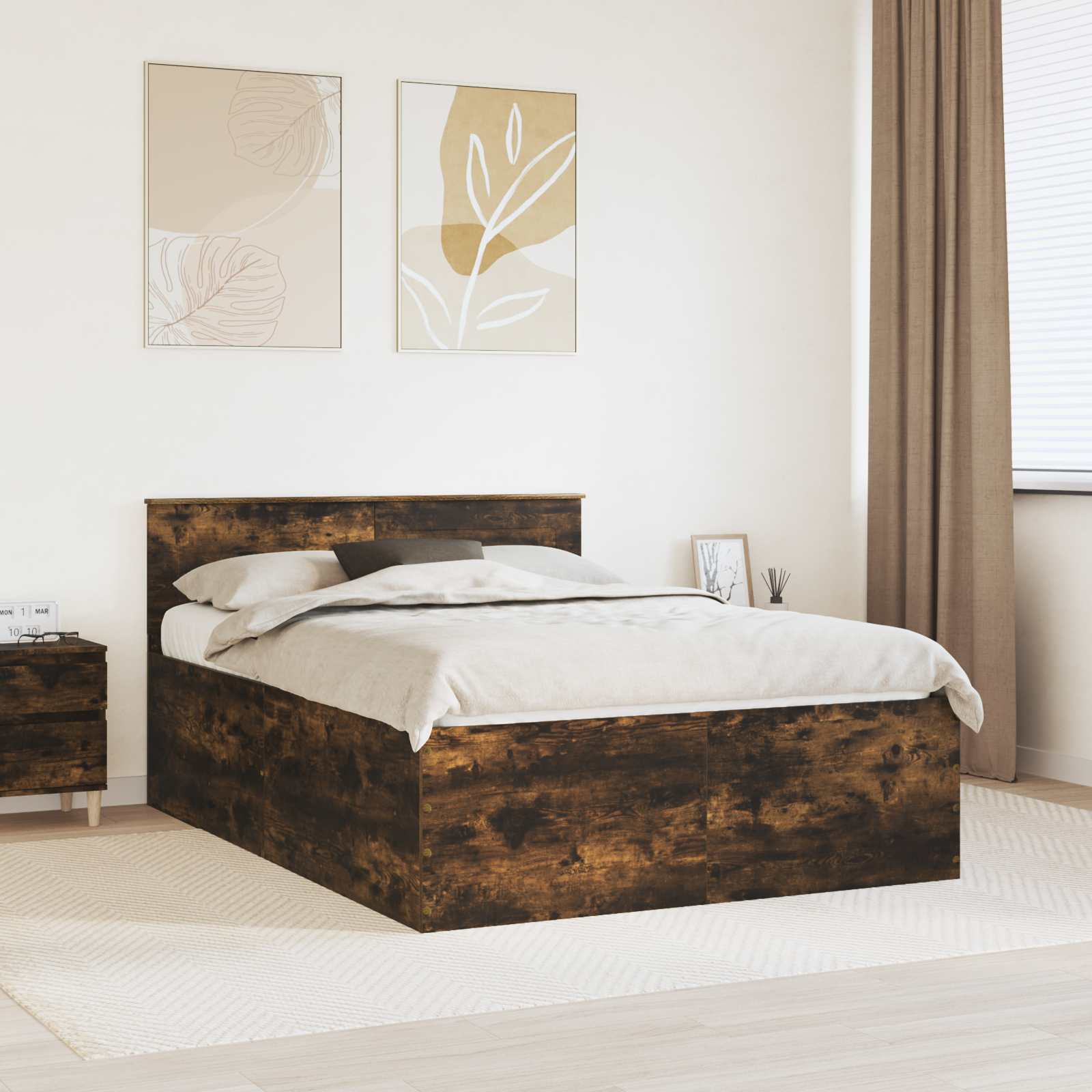 vidaXL Bedframe met hoofdeinde Wit 200 x 200 cm Bewerkt hout