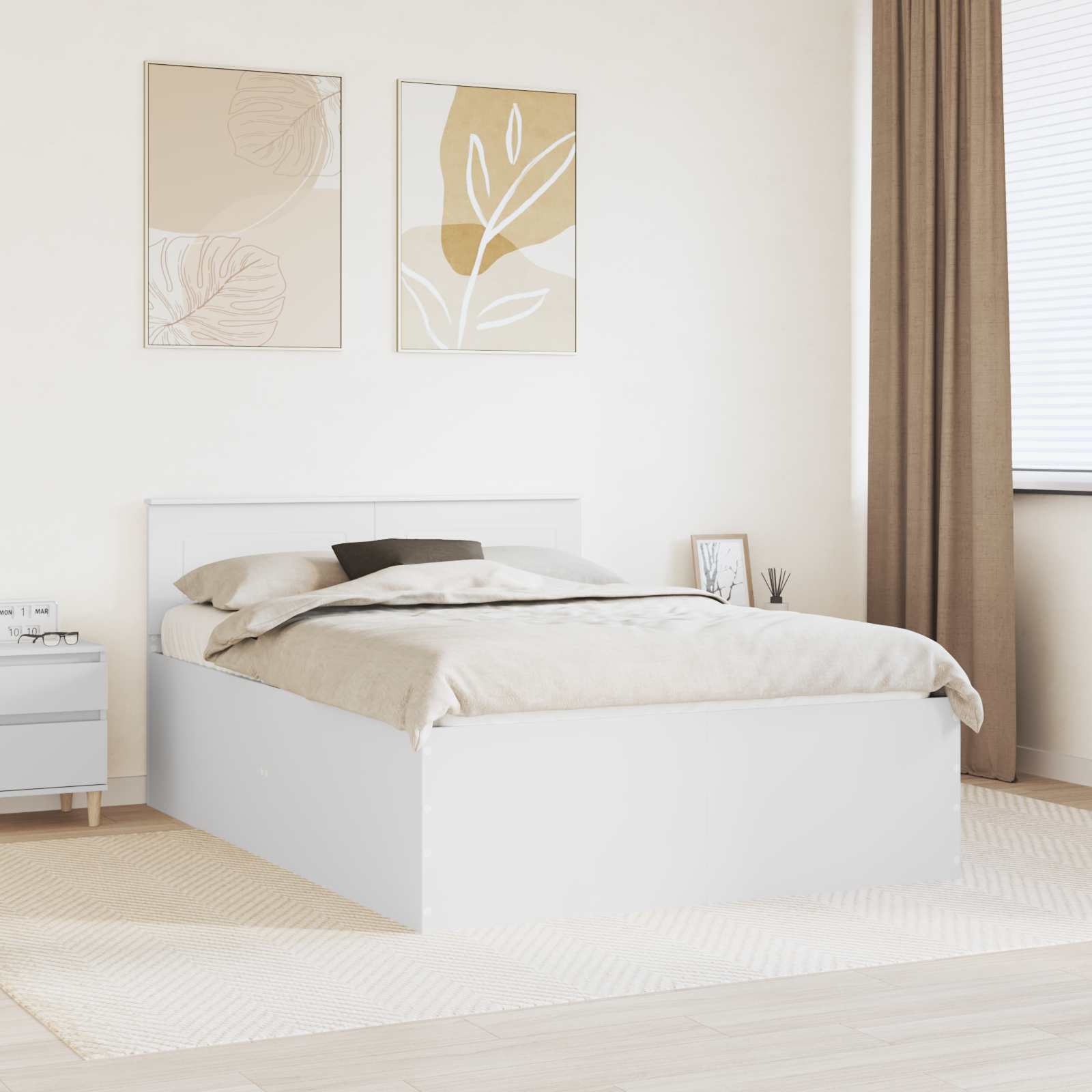 vidaXL Bedframe met hoofdeinde Wit 200 x 200 cm Bewerkt hout