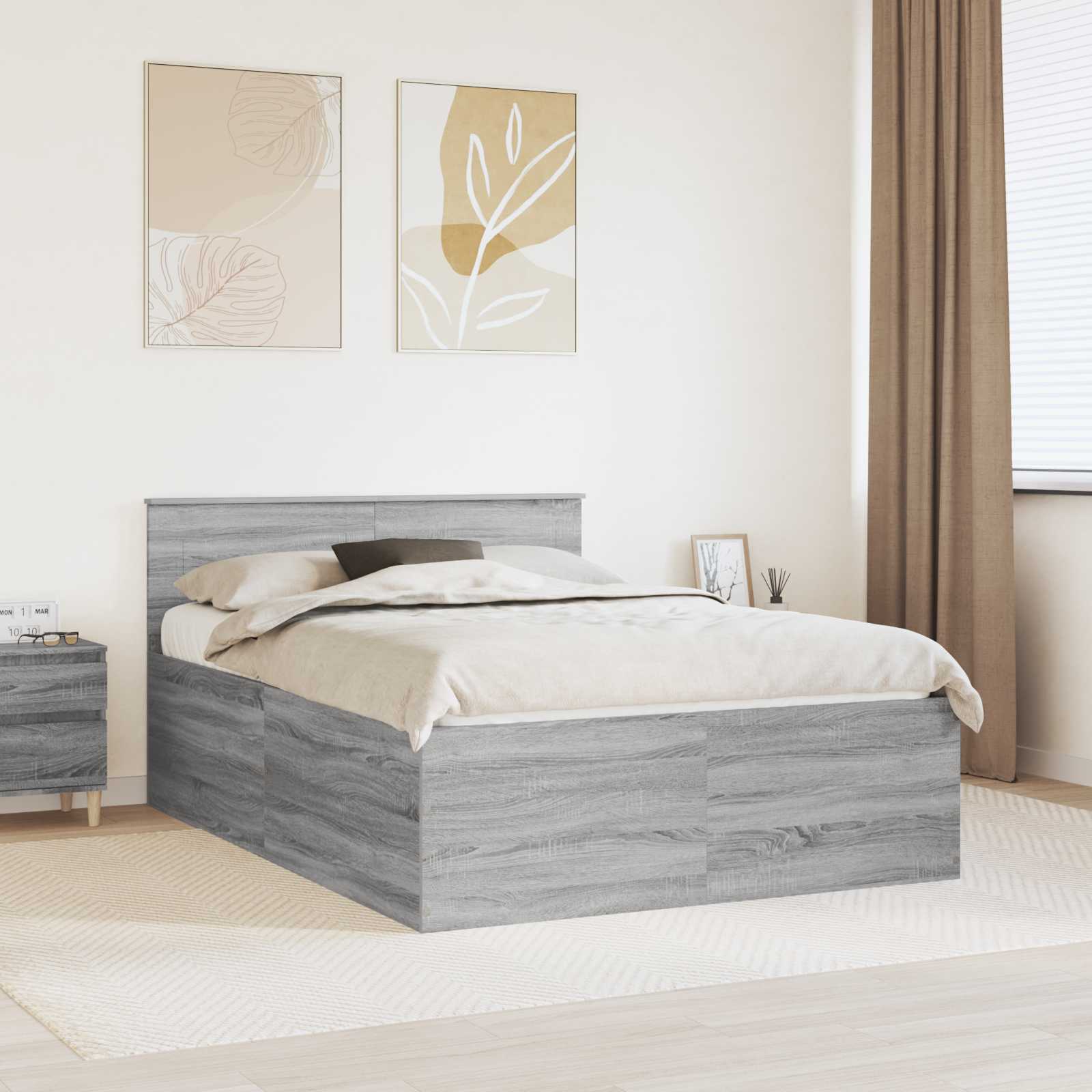vidaXL Bedframe met hoofdeinde Wit 200 x 200 cm Bewerkt hout