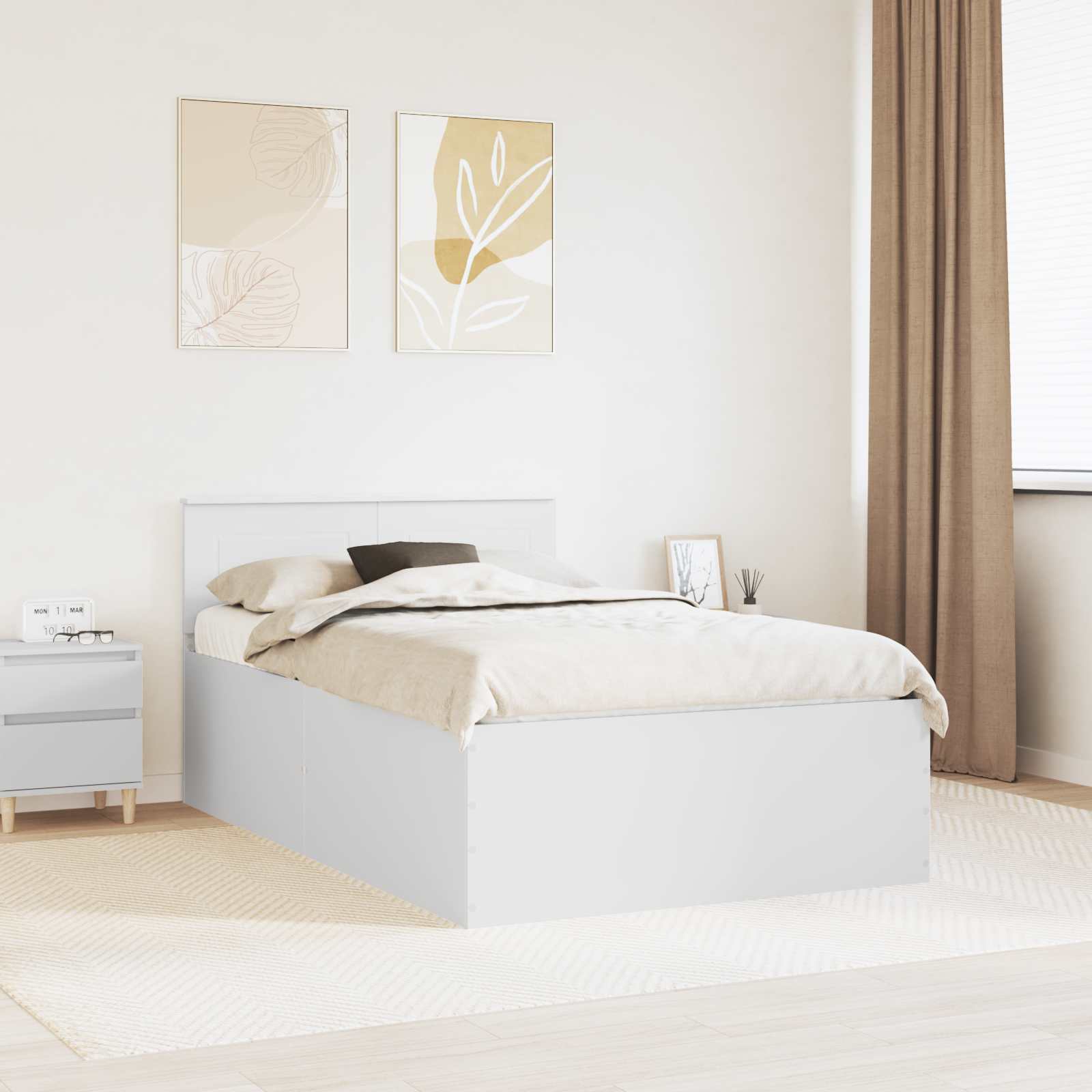 vidaXL Bedframe met hoofdeinde Wit 200 x 200 cm Bewerkt hout