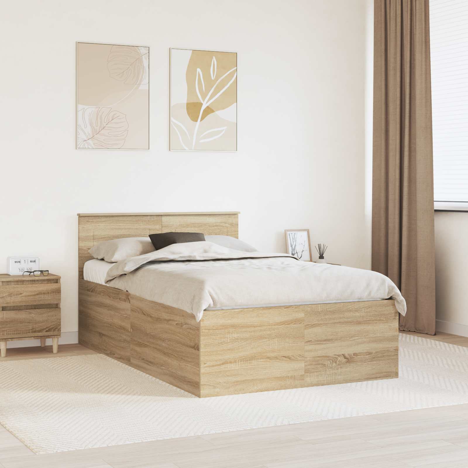 vidaXL Bedframe met hoofdeinde Wit 200 x 200 cm Bewerkt hout