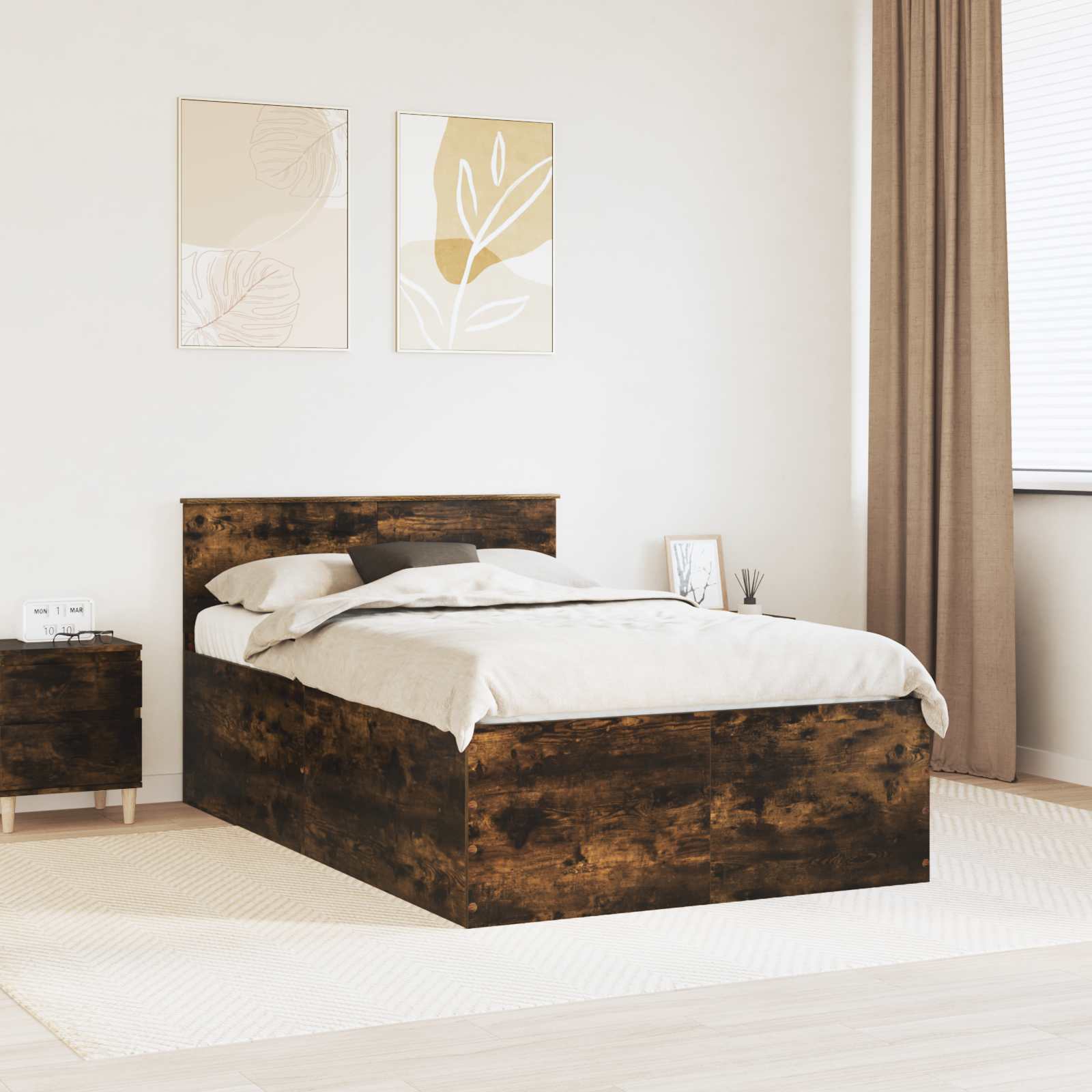 vidaXL Bedframe met hoofdeinde Wit 200 x 200 cm Bewerkt hout