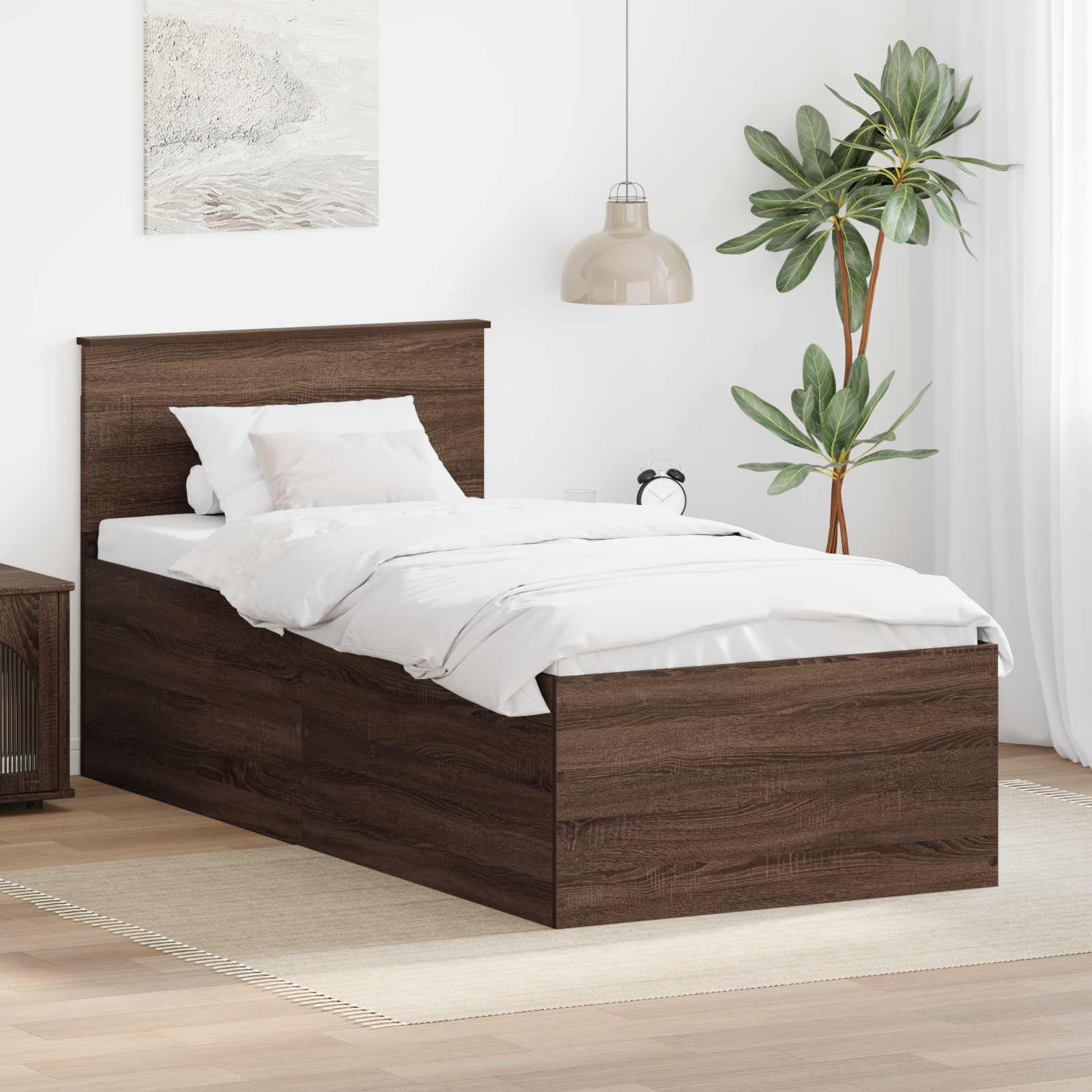 vidaXL Bedframe met hoofdeinde Wit 200 x 200 cm Bewerkt hout