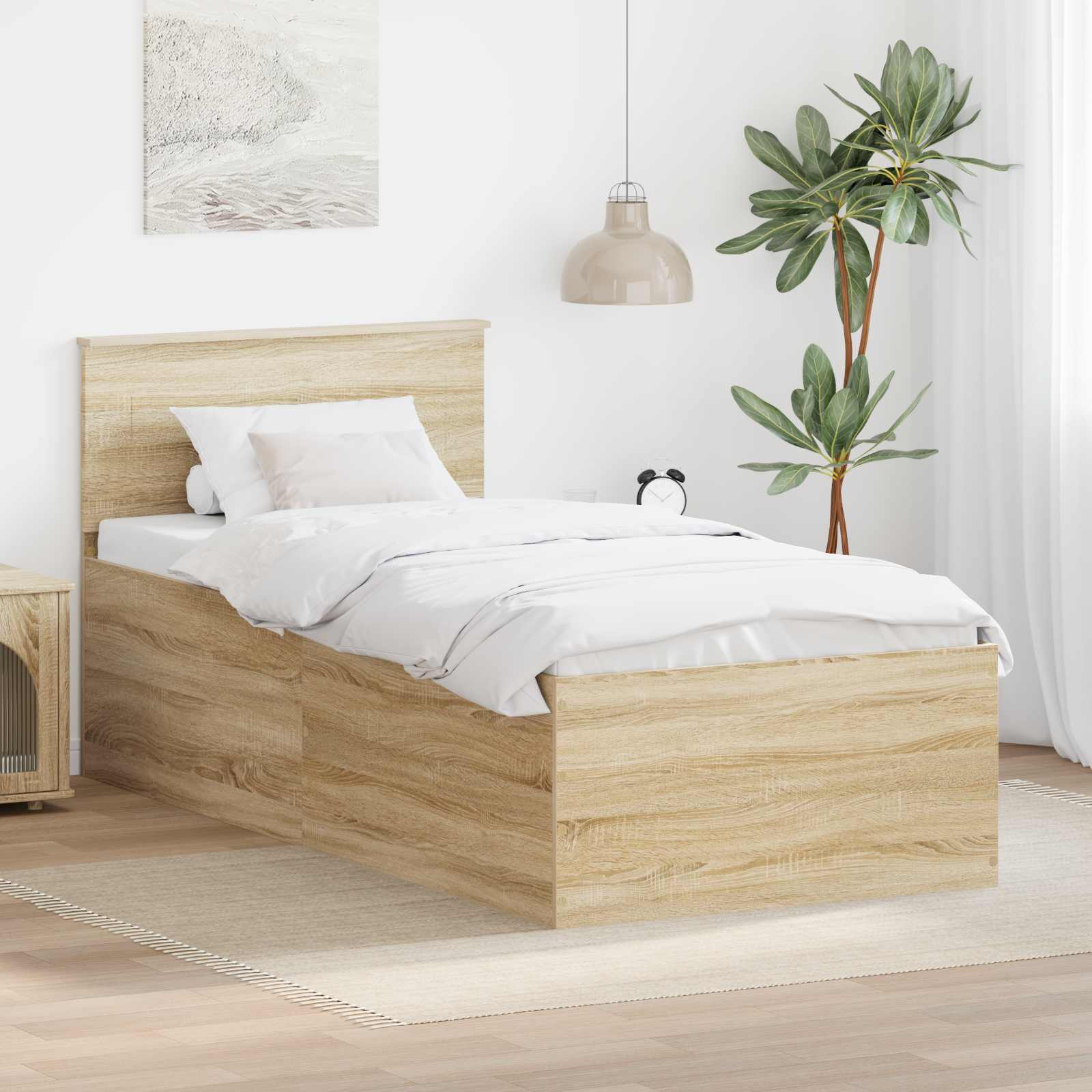 vidaXL Bedframe met hoofdeinde Wit 200 x 200 cm Bewerkt hout
