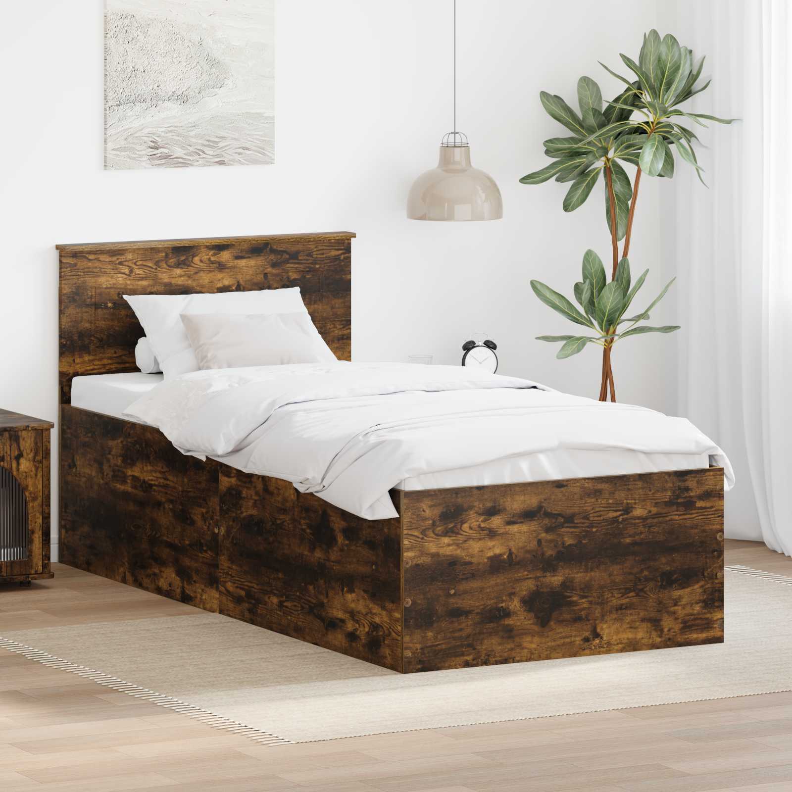 vidaXL Bedframe met hoofdeinde Wit 200 x 200 cm Bewerkt hout