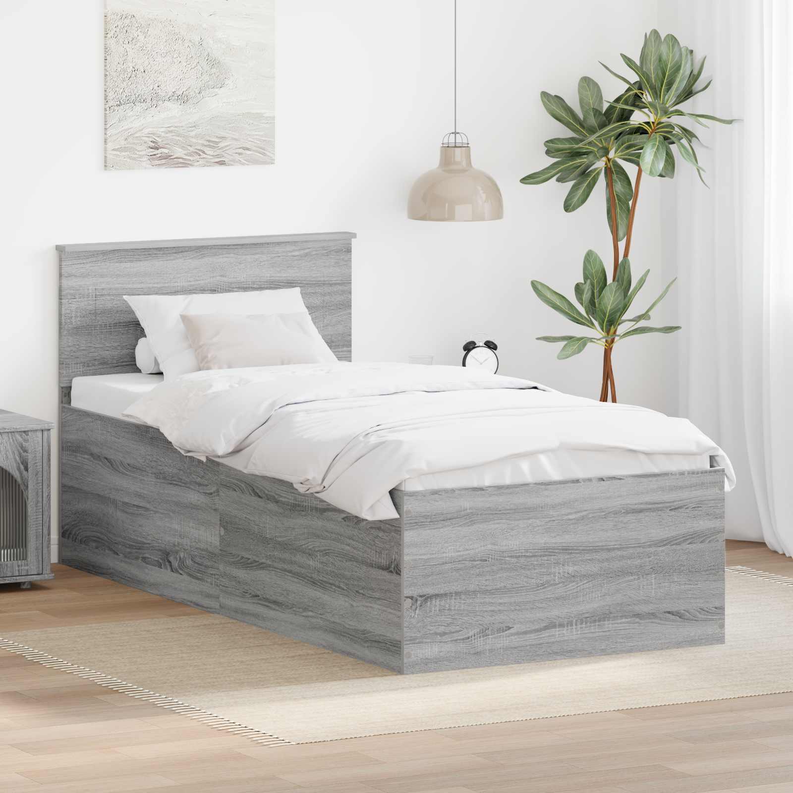 vidaXL Bedframe met hoofdeinde Wit 200 x 200 cm Bewerkt hout