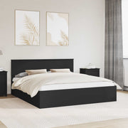 vidaXL Bedframe met hoofdeinde Zwart 200 x 200 cm Bewerkt hout