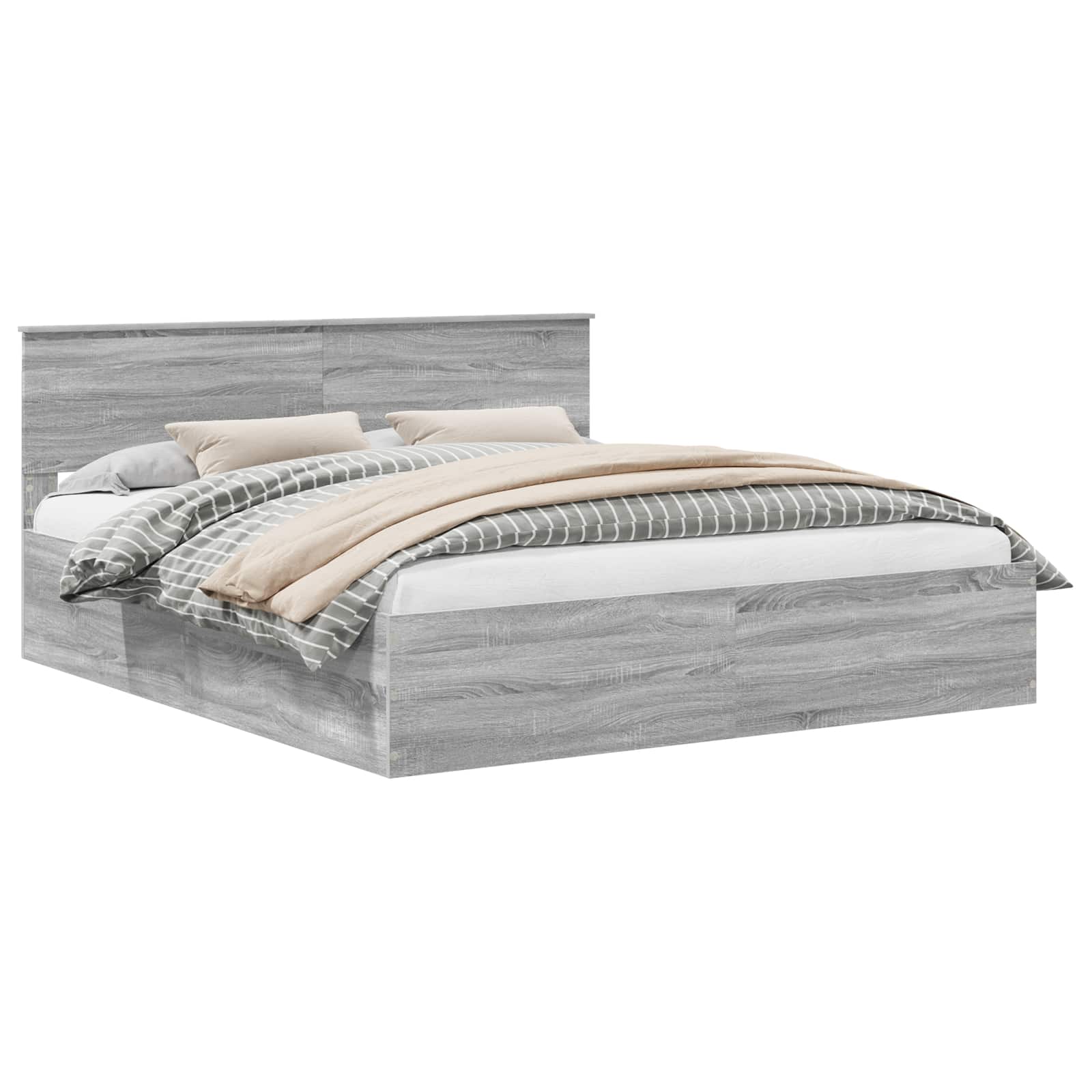 vidaXL Bedframe met hoofdeinde Zwart 200 x 200 cm Bewerkt hout