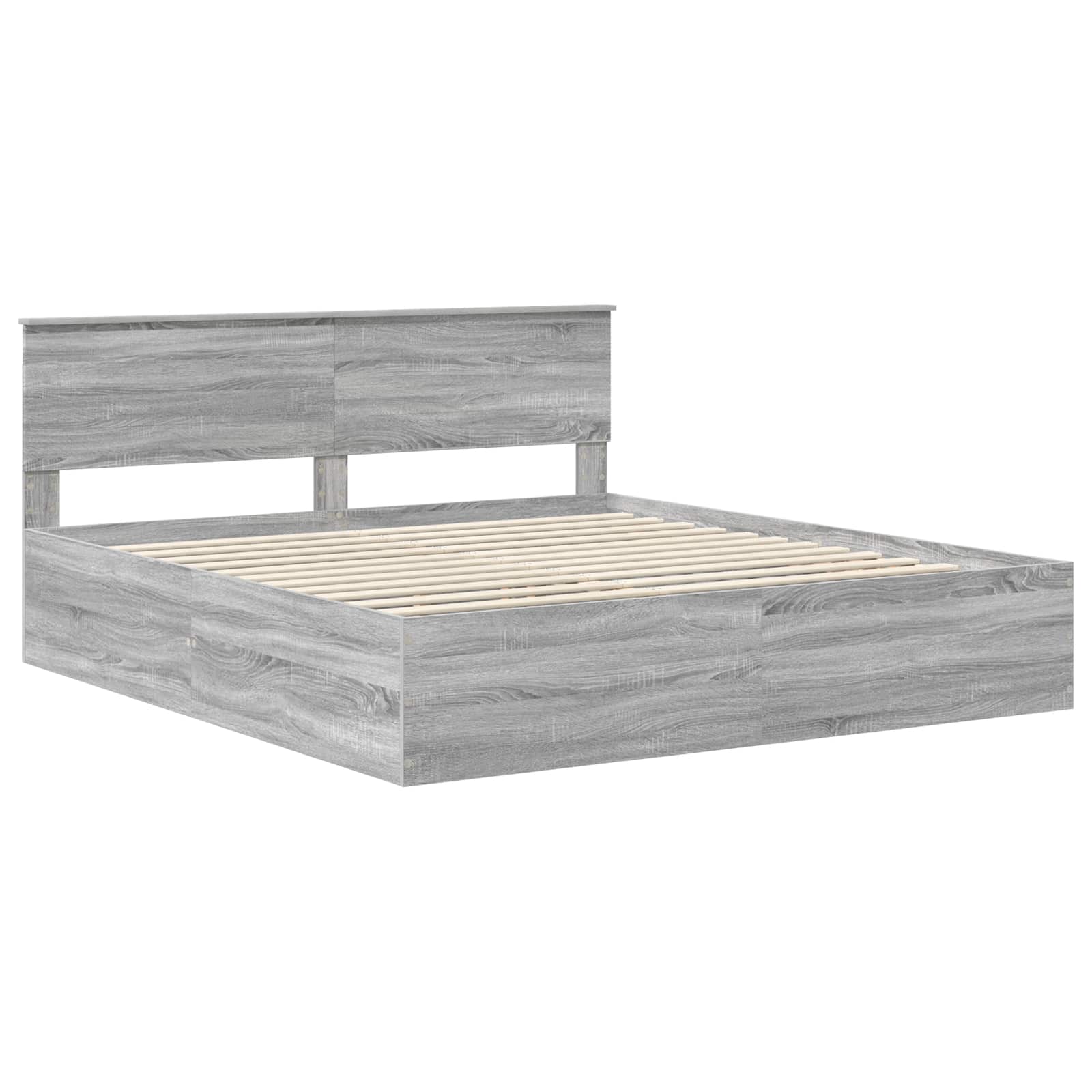 vidaXL Bedframe met hoofdeinde Zwart 200 x 200 cm Bewerkt hout