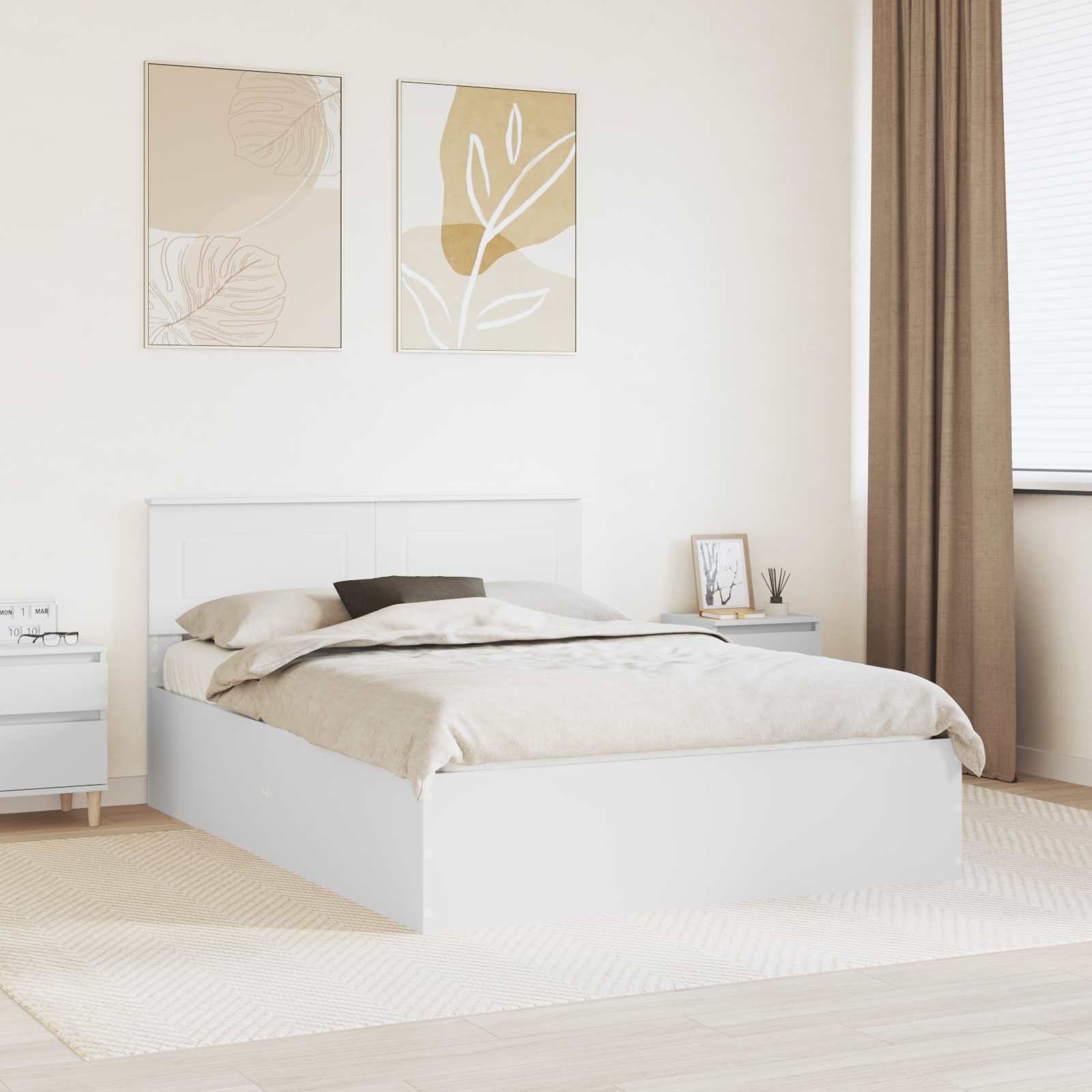 vidaXL Bedframe met hoofdeinde Zwart 200 x 200 cm Bewerkt hout