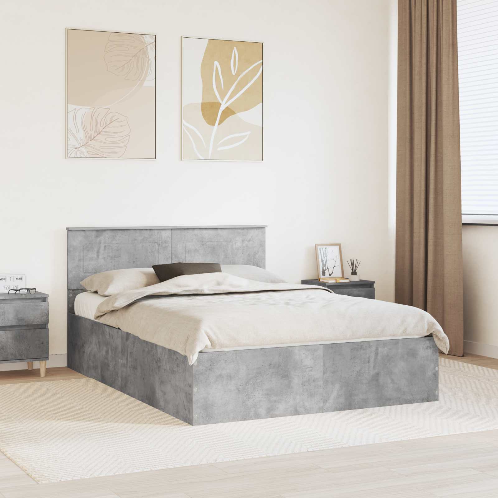 vidaXL Bedframe met hoofdeinde Zwart 200 x 200 cm Bewerkt hout