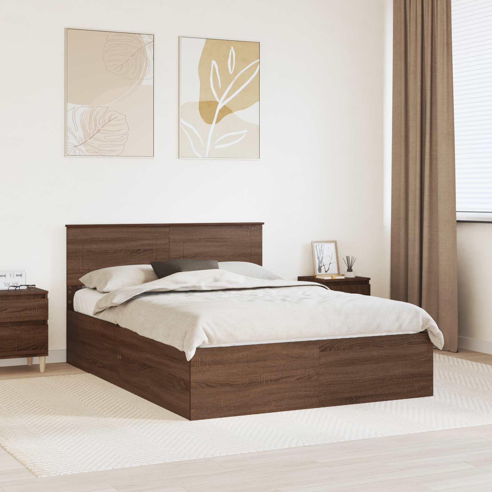 vidaXL Bedframe met hoofdeinde Zwart 200 x 200 cm Bewerkt hout