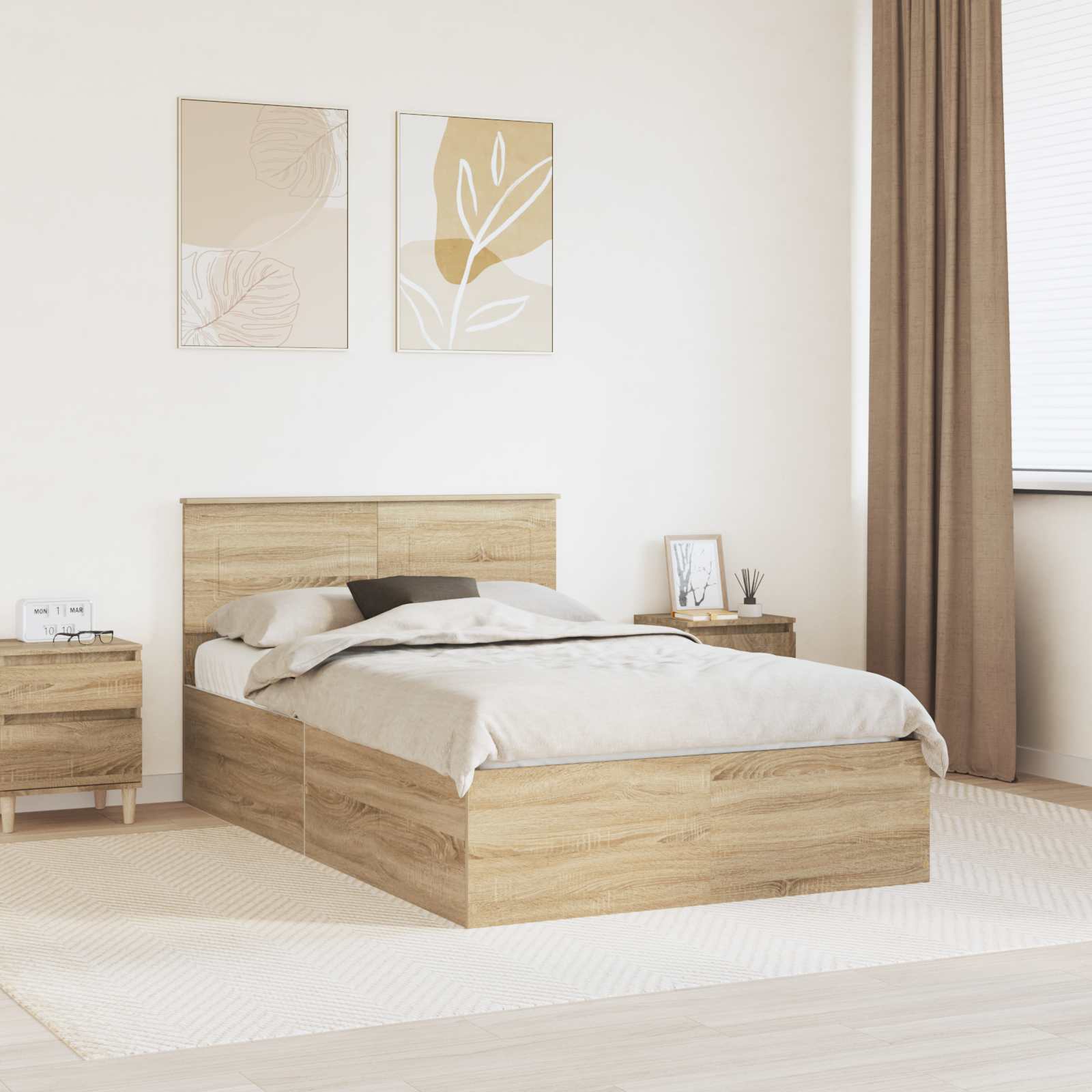 vidaXL Bedframe met hoofdeinde Zwart 200 x 200 cm Bewerkt hout
