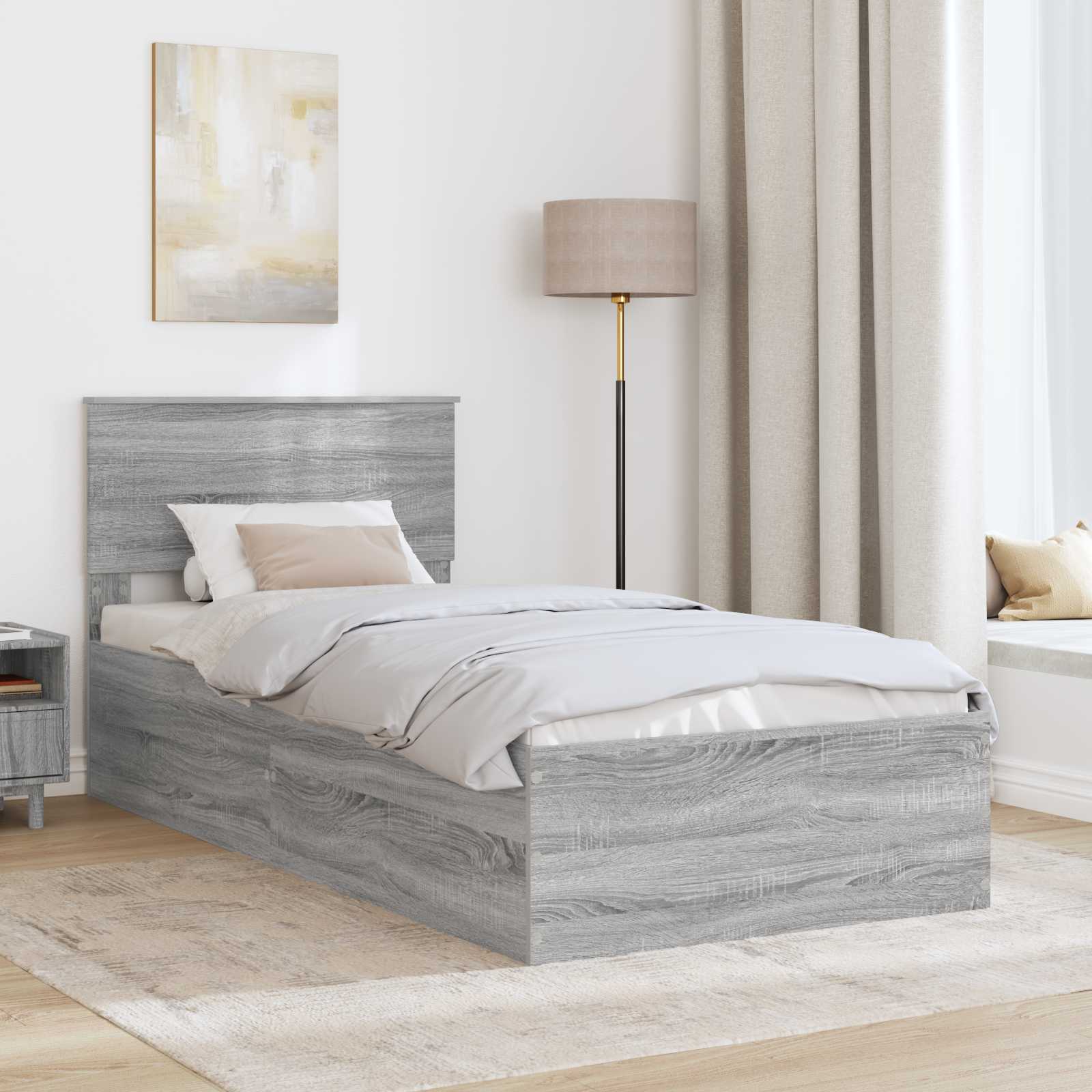 vidaXL Bedframe met hoofdeinde Zwart 200 x 200 cm Bewerkt hout
