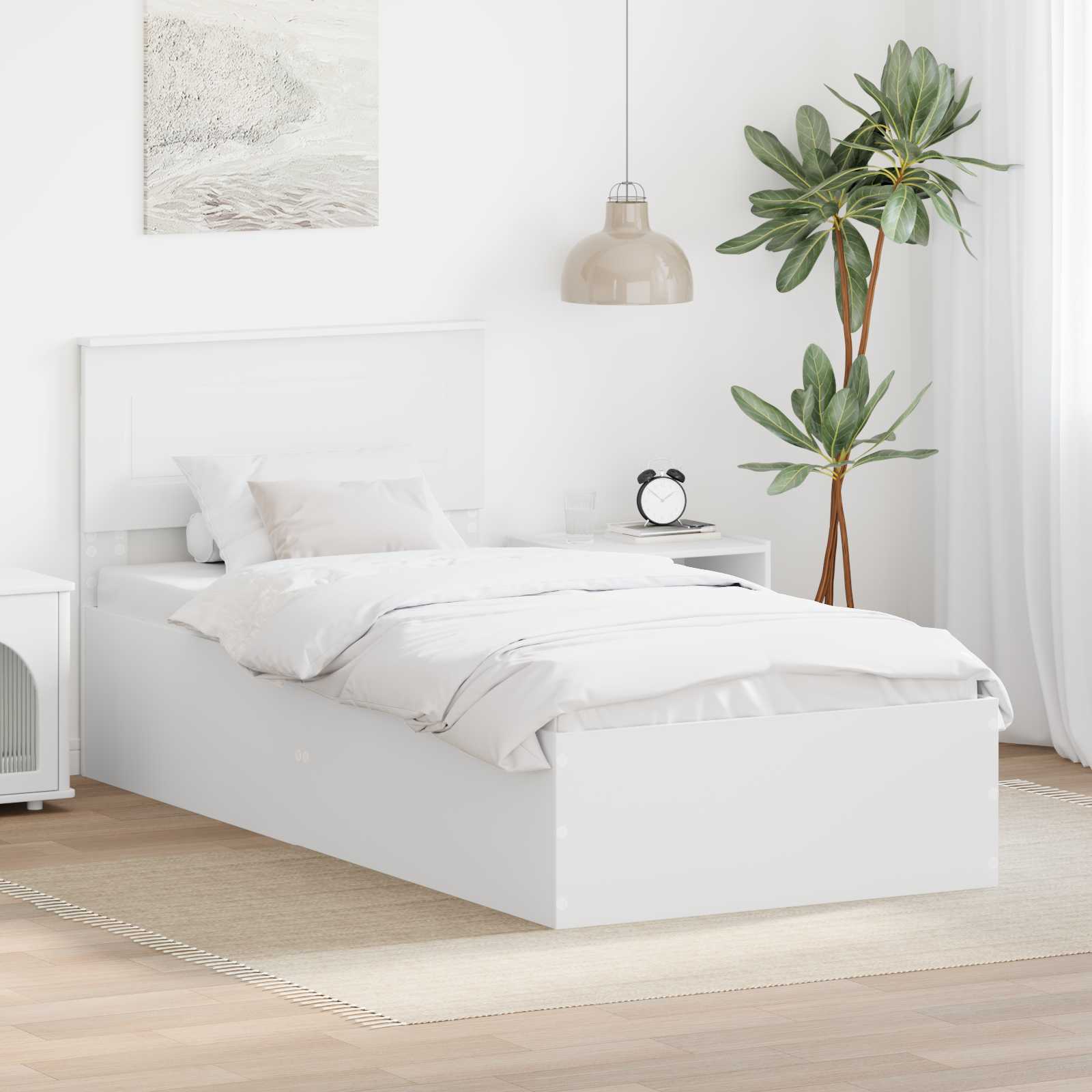 vidaXL Bedframe met hoofdeinde Zwart 200 x 200 cm Bewerkt hout