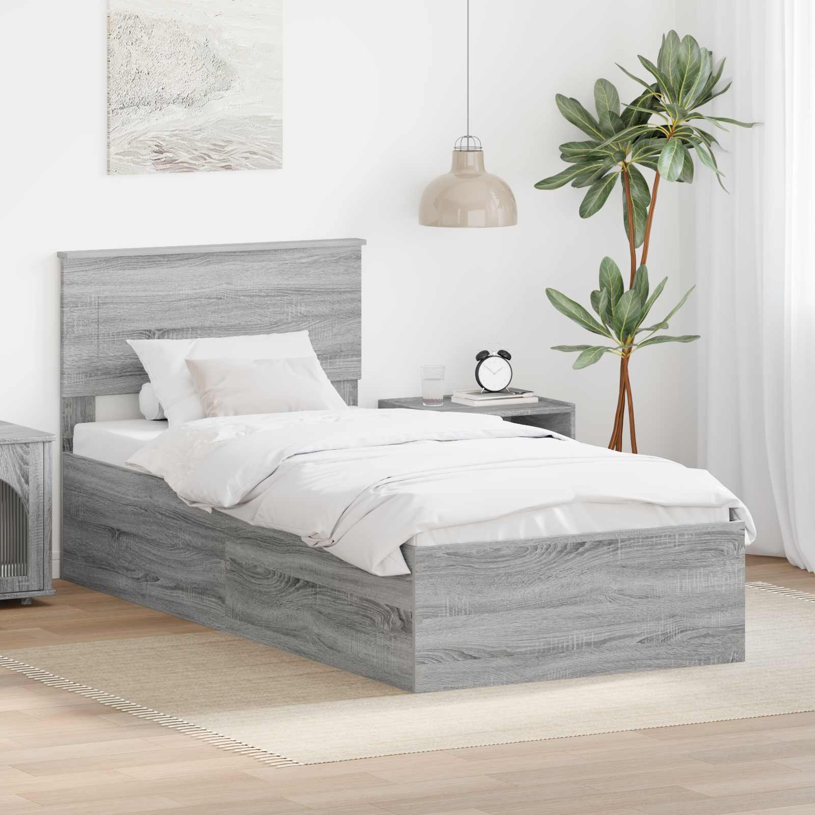 vidaXL Bedframe met hoofdeinde Zwart 200 x 200 cm Bewerkt hout