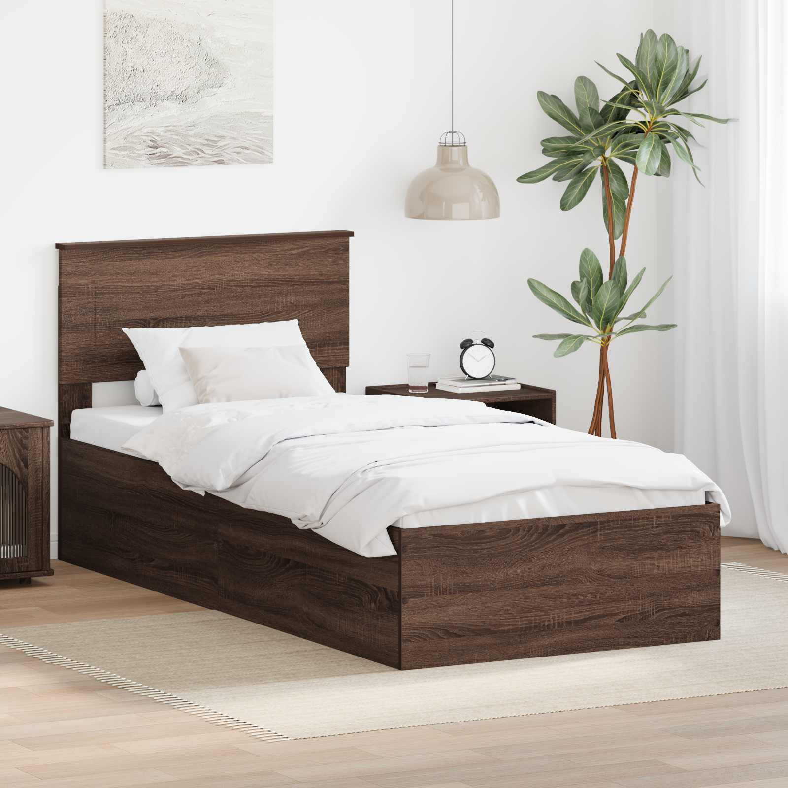 vidaXL Bedframe met hoofdeinde Zwart 200 x 200 cm Bewerkt hout