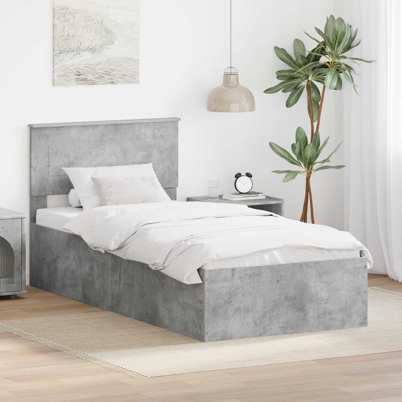vidaXL Bedframe met hoofdeinde Zwart 200 x 200 cm Bewerkt hout
