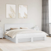 vidaXL Bedframe met hoofdeinde Wit 200 x 200 cm Bewerkt hout