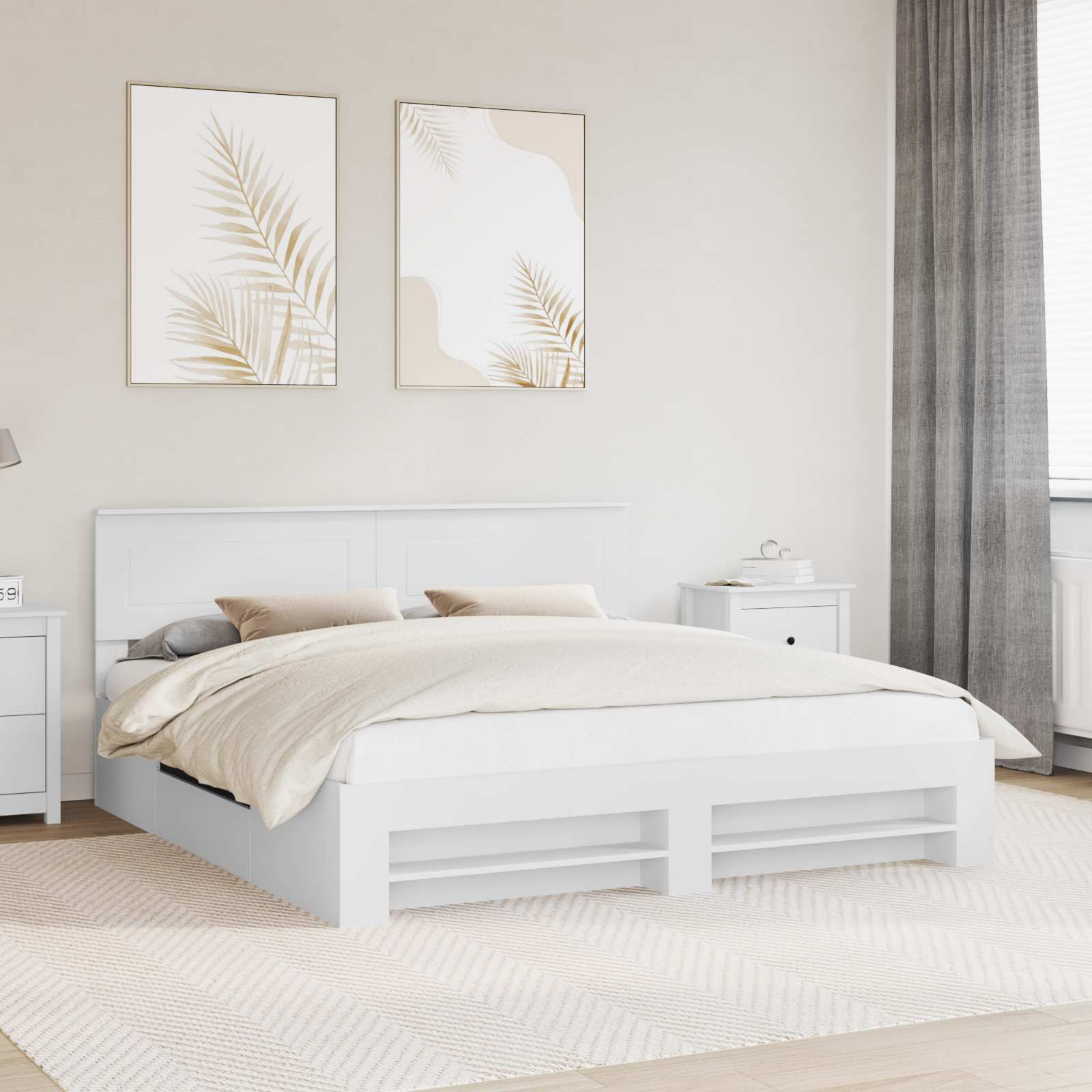 vidaXL Bedframe met hoofdeinde Wit 200 x 200 cm Bewerkt hout