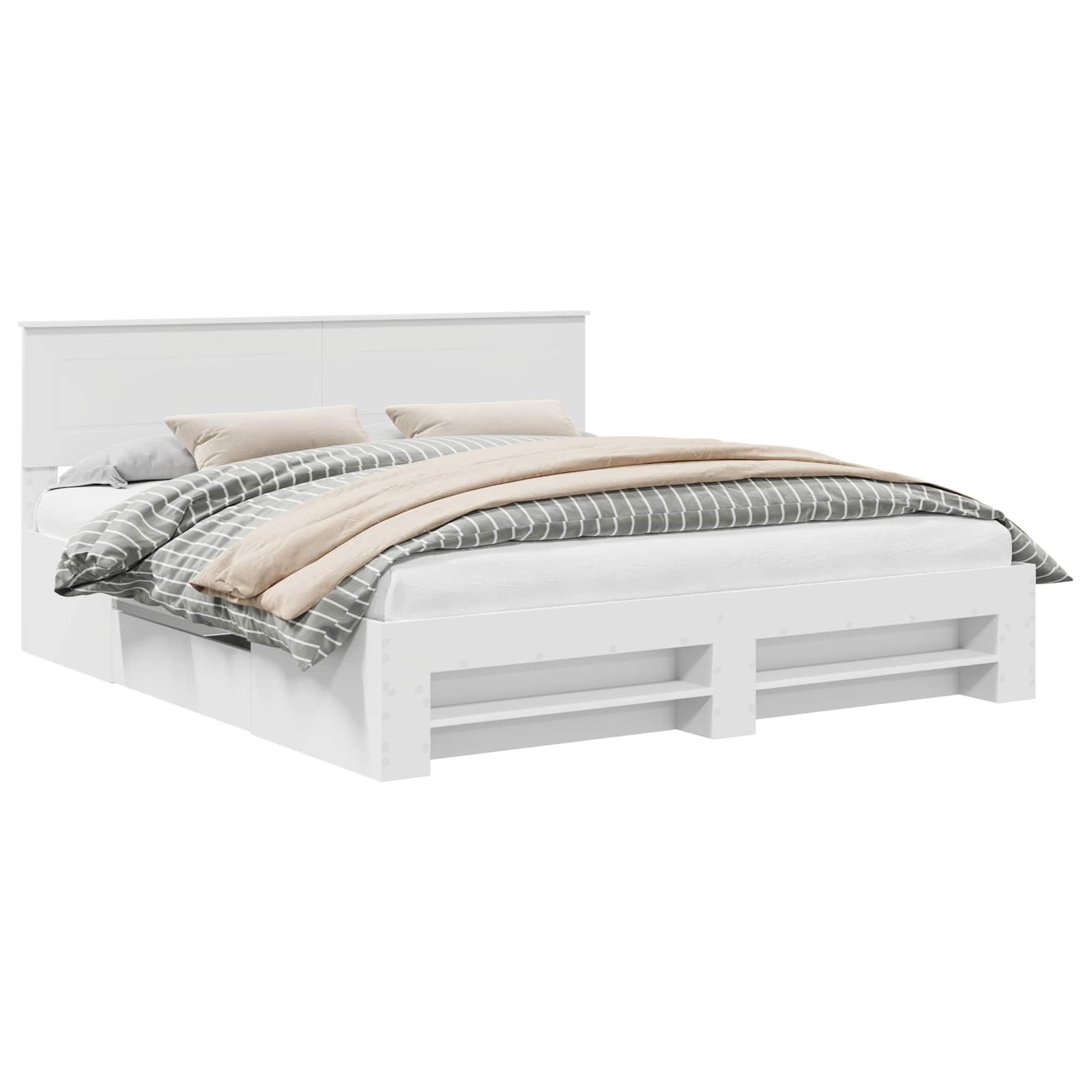 vidaXL Bedframe met hoofdeinde Wit 200 x 200 cm Bewerkt hout