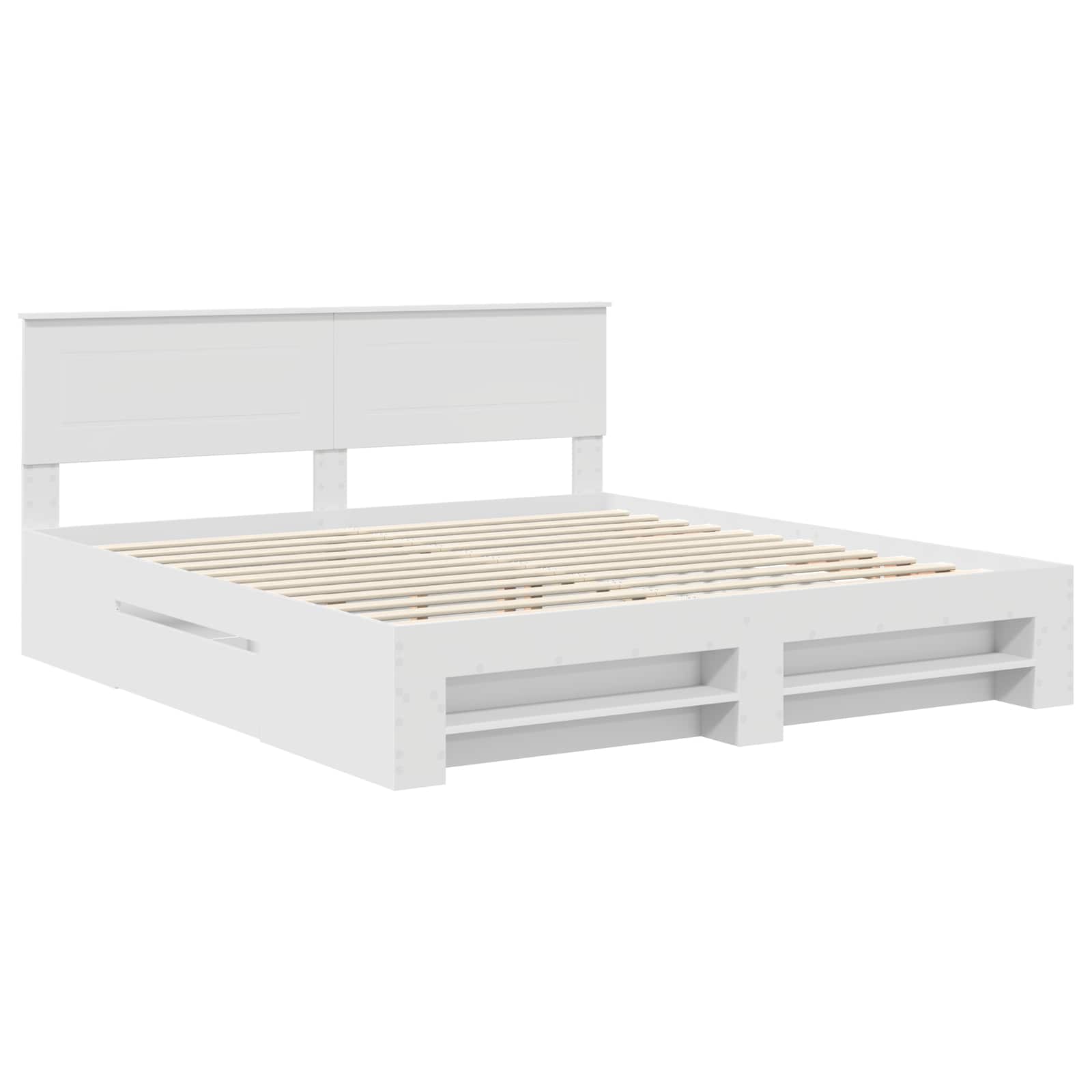 vidaXL Bedframe met hoofdeinde Wit 200 x 200 cm Bewerkt hout