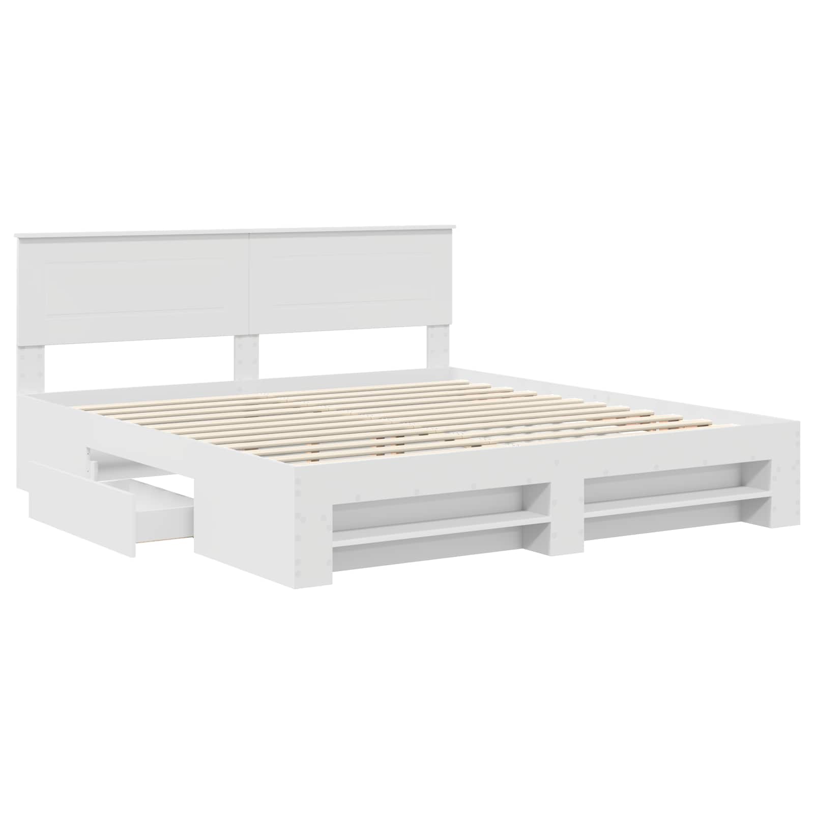 vidaXL Bedframe met hoofdeinde Wit 200 x 200 cm Bewerkt hout