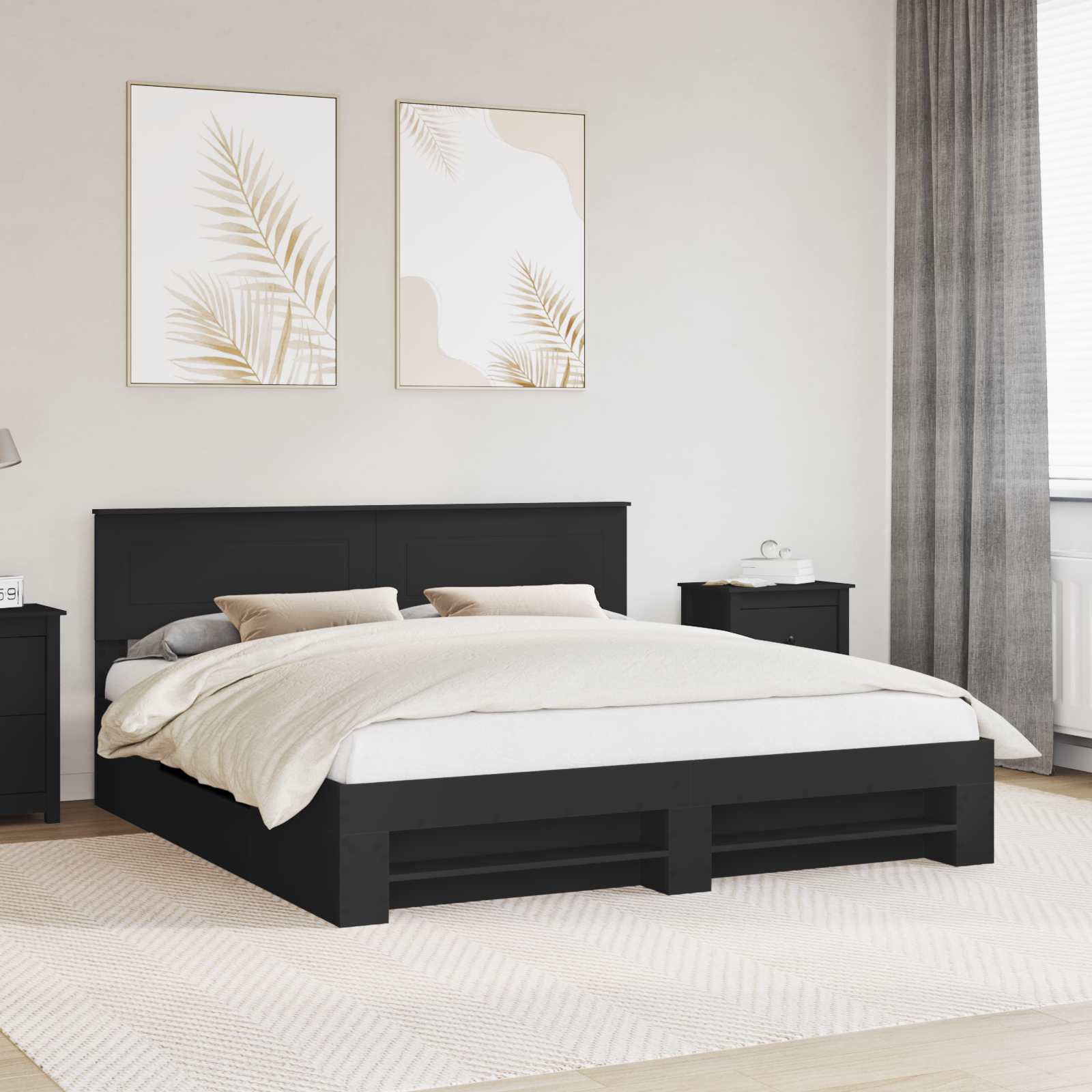 vidaXL Bedframe met hoofdeinde Wit 200 x 200 cm Bewerkt hout