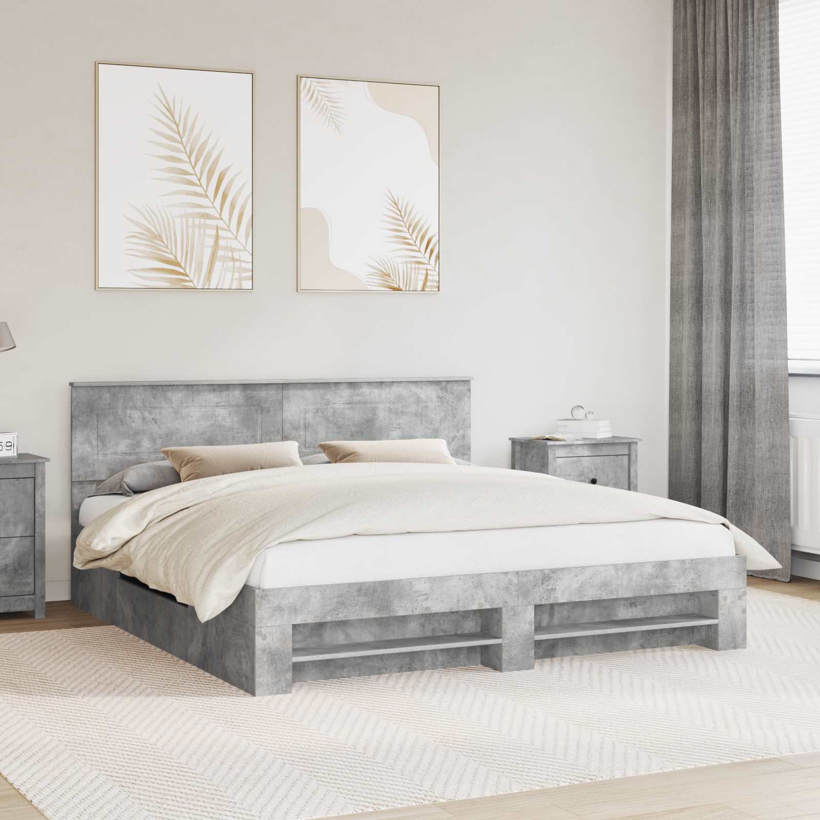 vidaXL Bedframe met hoofdeinde Wit 200 x 200 cm Bewerkt hout