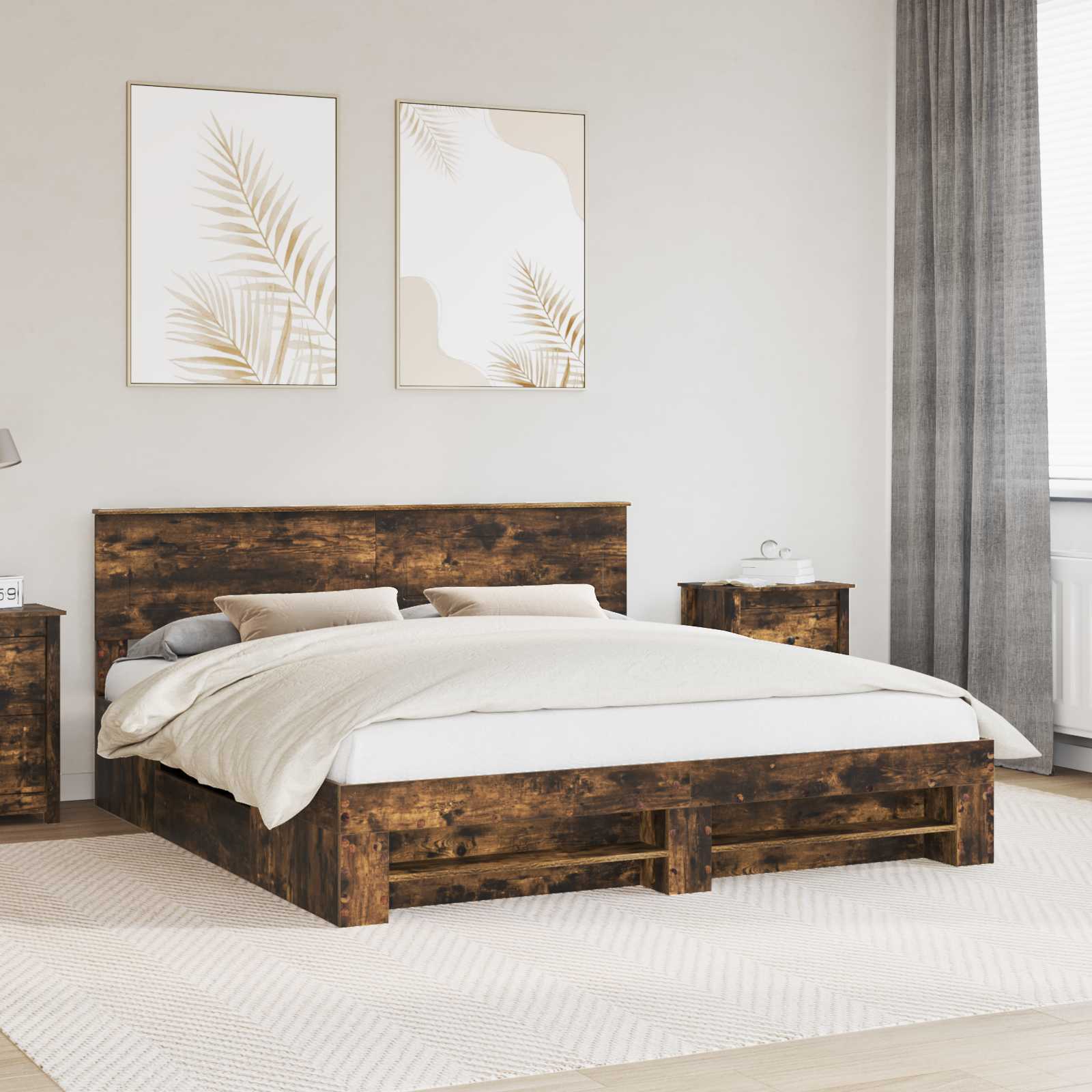vidaXL Bedframe met hoofdeinde Wit 200 x 200 cm Bewerkt hout