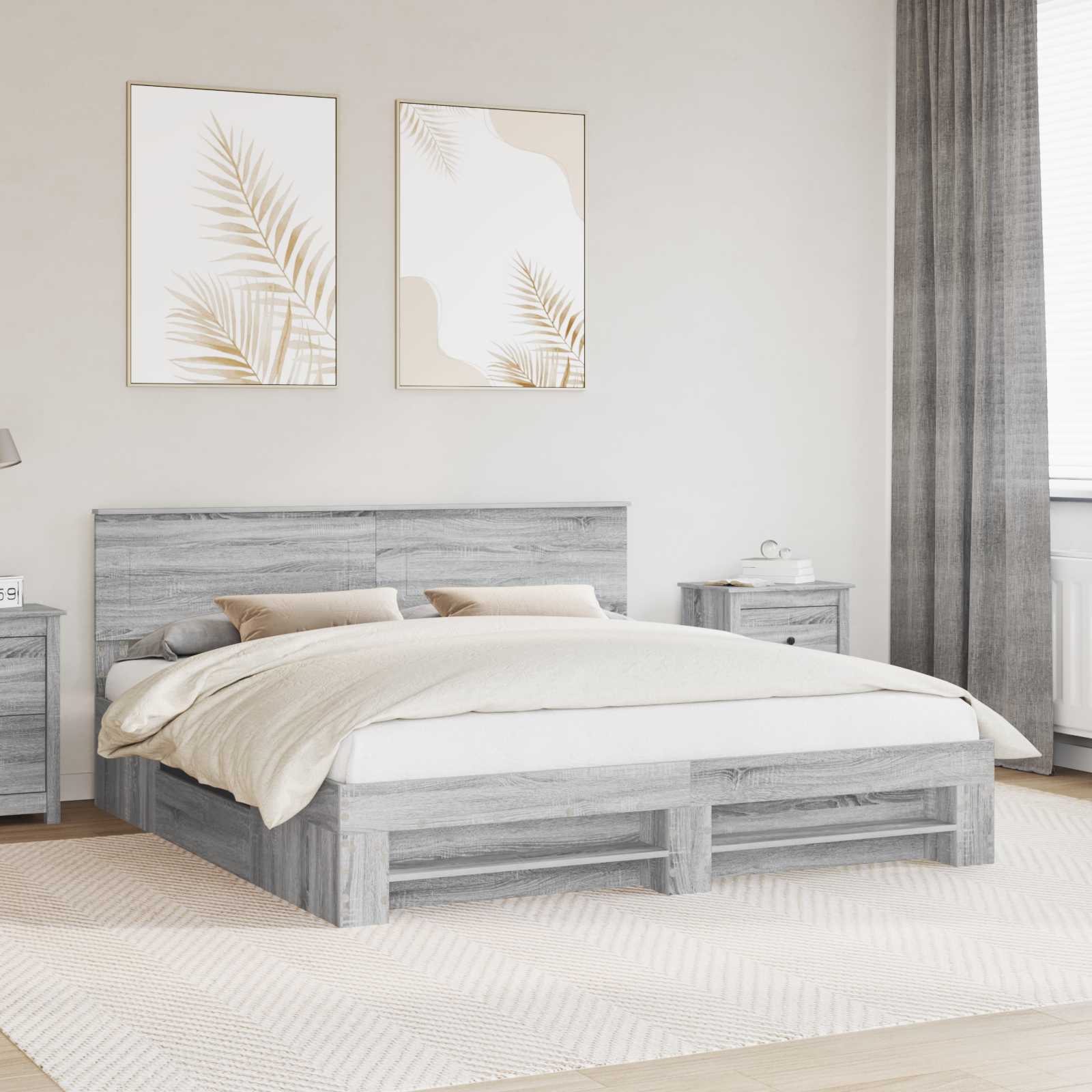 vidaXL Bedframe met hoofdeinde Wit 200 x 200 cm Bewerkt hout